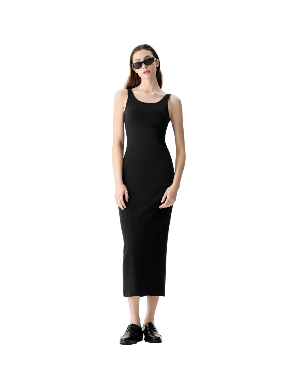 Robe mi-longue sans manches à dos nu