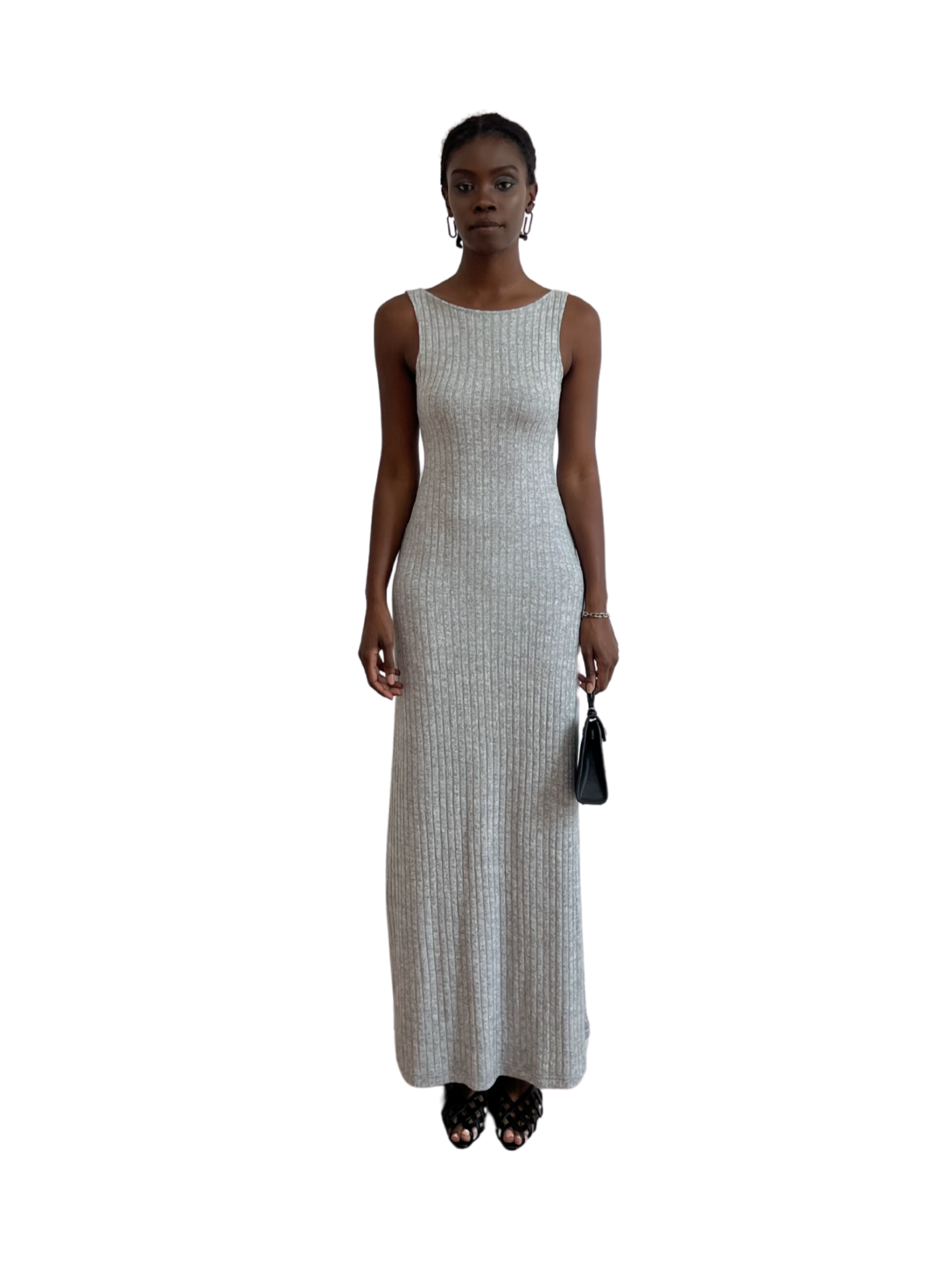 Robe mi-longue à dos nu et lien à nouer