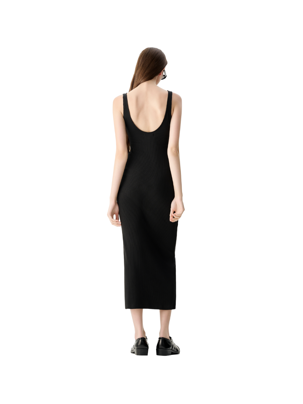 Robe mi-longue sans manches à dos nu