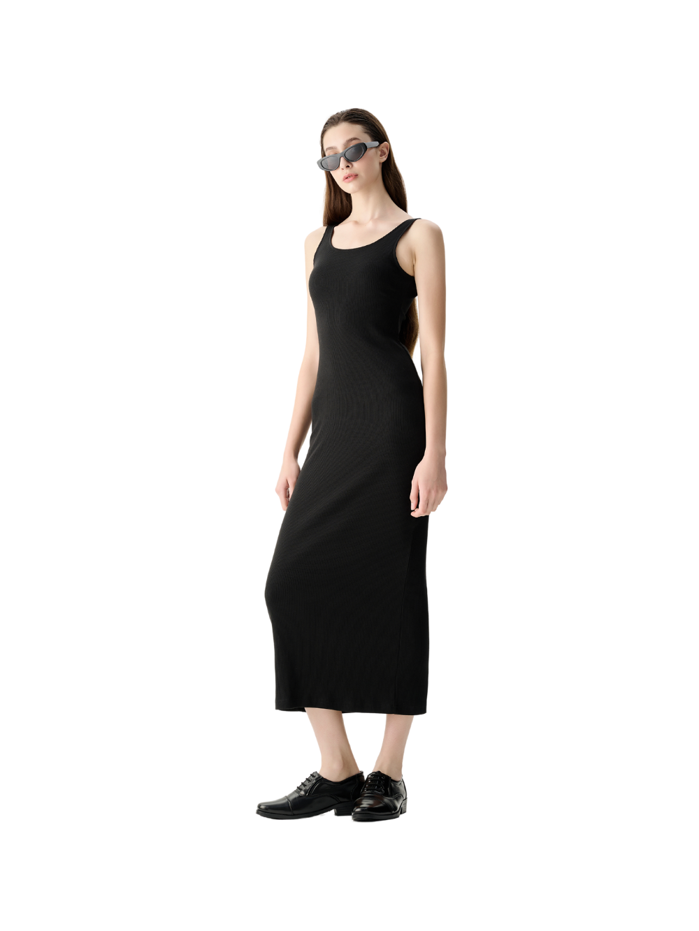 Robe mi-longue sans manches à dos nu