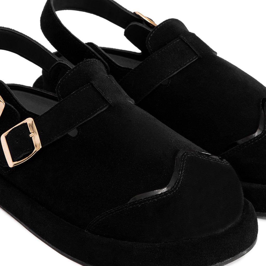 the-wolf-black-suede-low-clog-sandals thewolf astoud