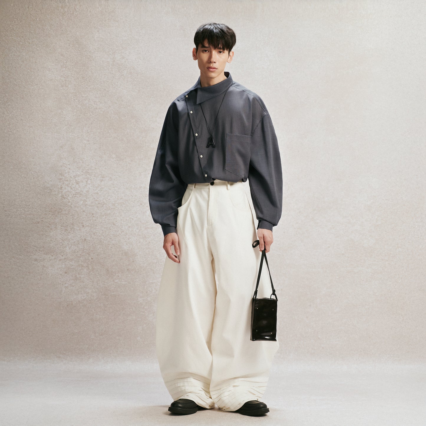 White Plate Denim Pants