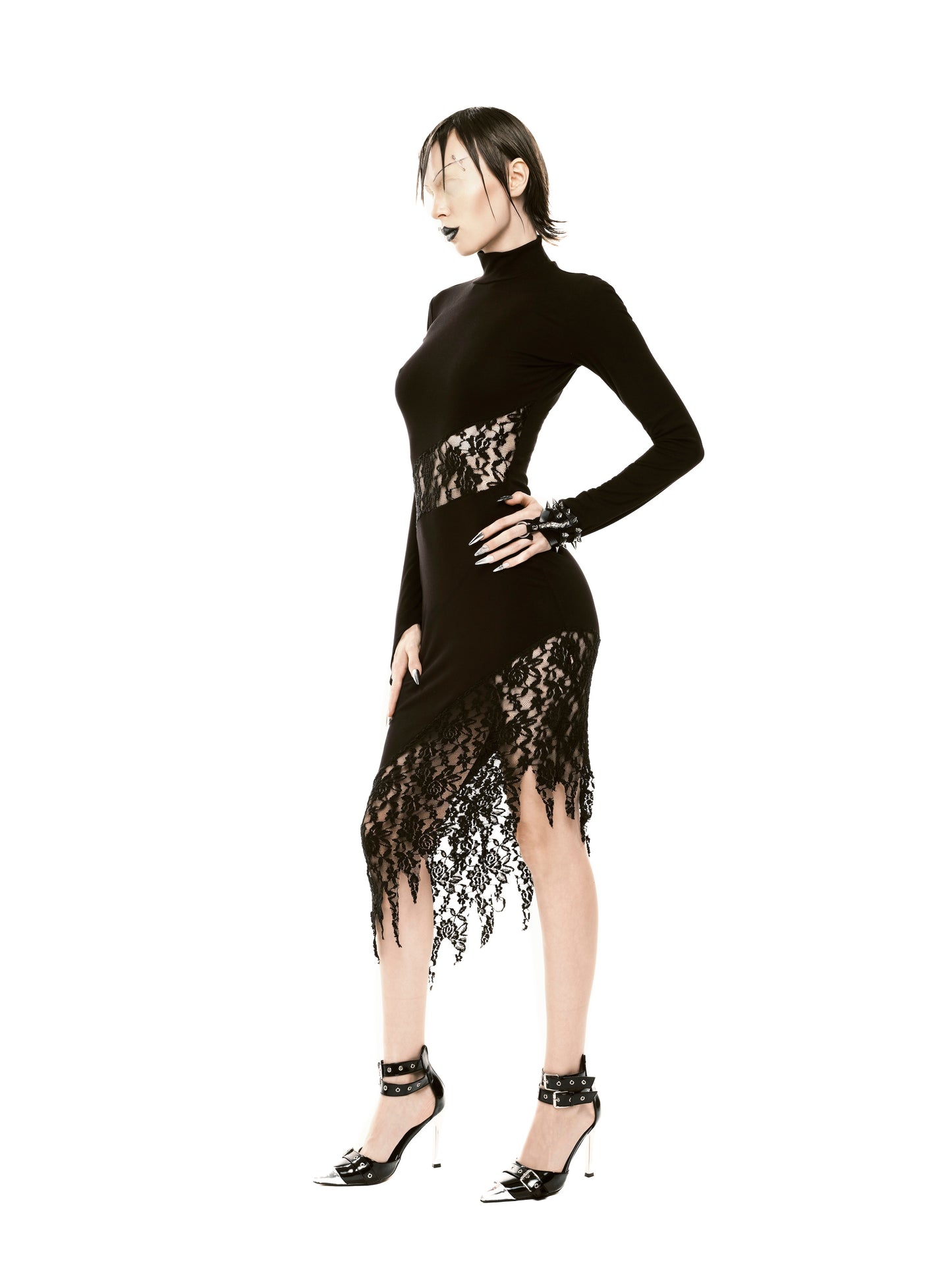 ssss-women-black-burning-midi-dress aesir astoud