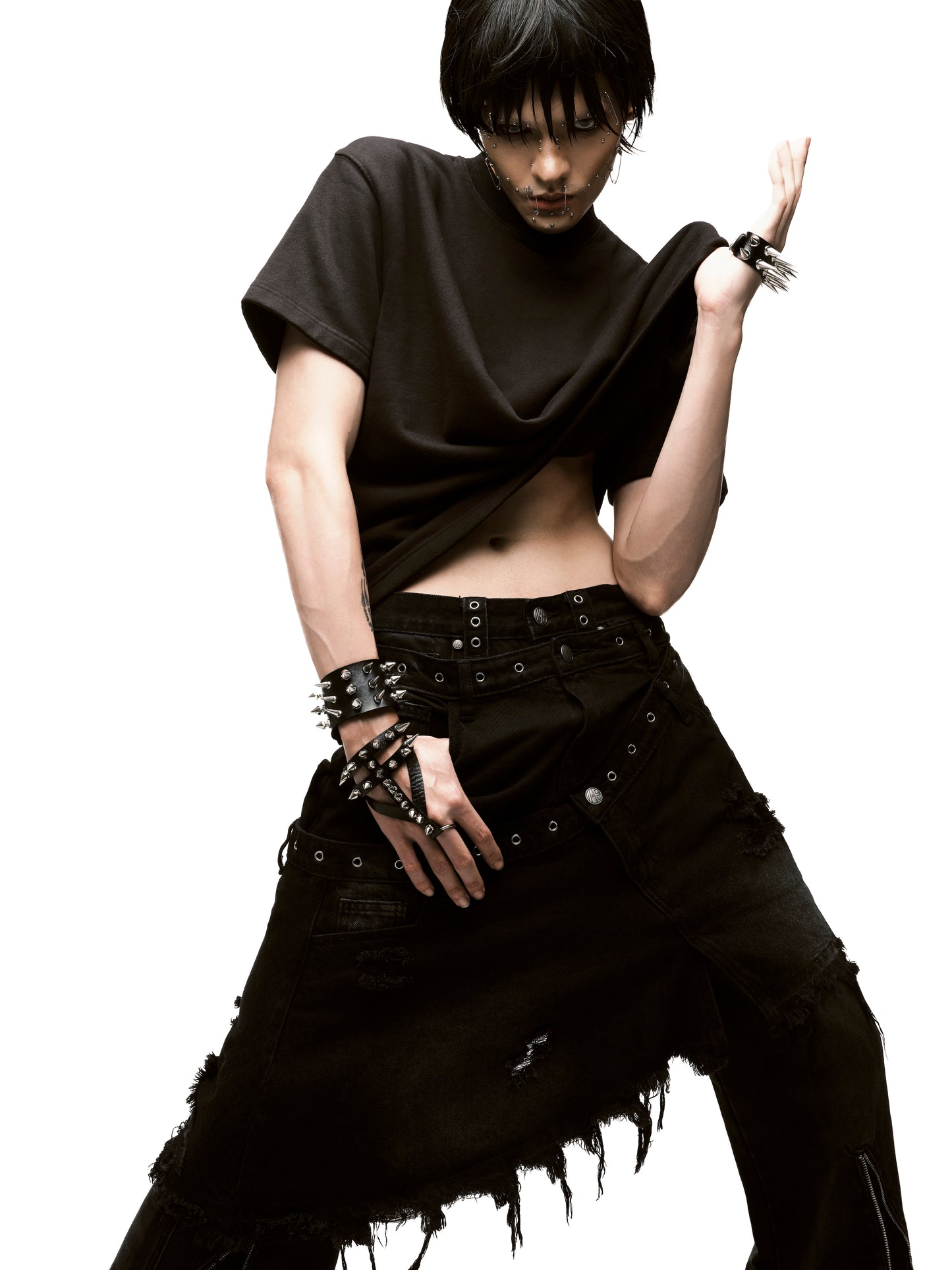 ssss-unisex-dark-grey-twins-layer-skirt aesir astoud