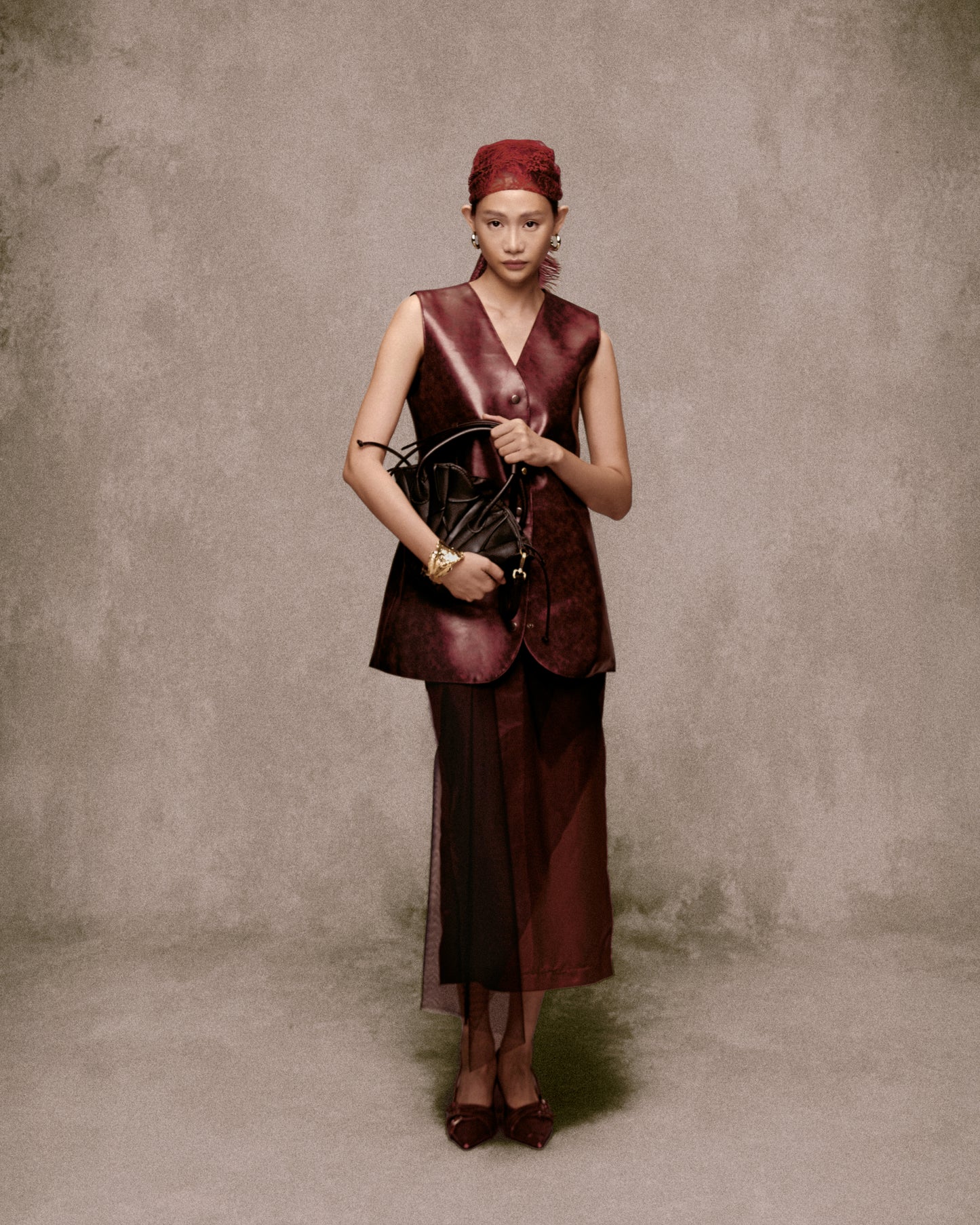 Deep Red Chương Dương Leather AN HERITAGE ASTOUDGilet