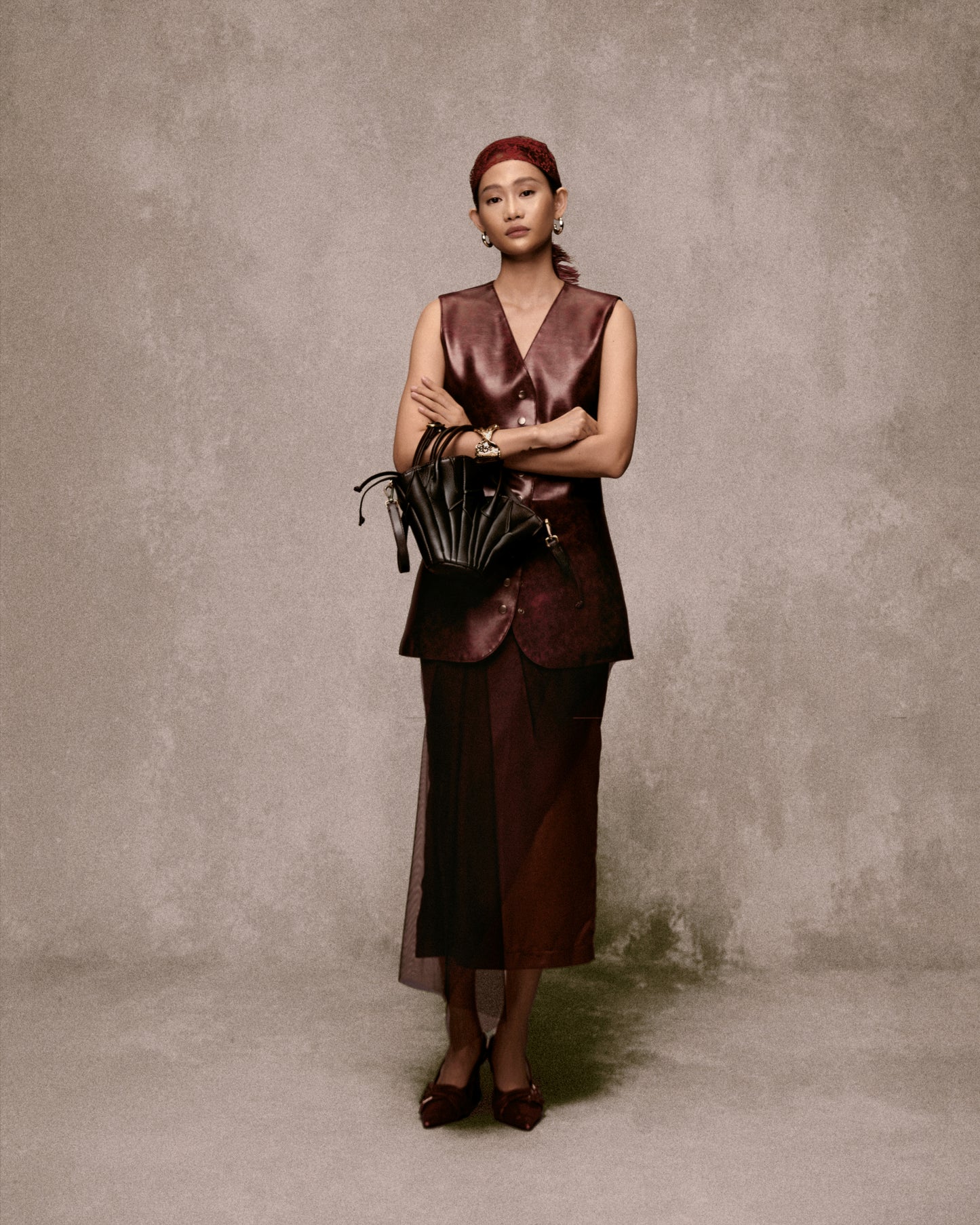 Deep Red Chương Dương Leather AN HERITAGE ASTOUDGilet