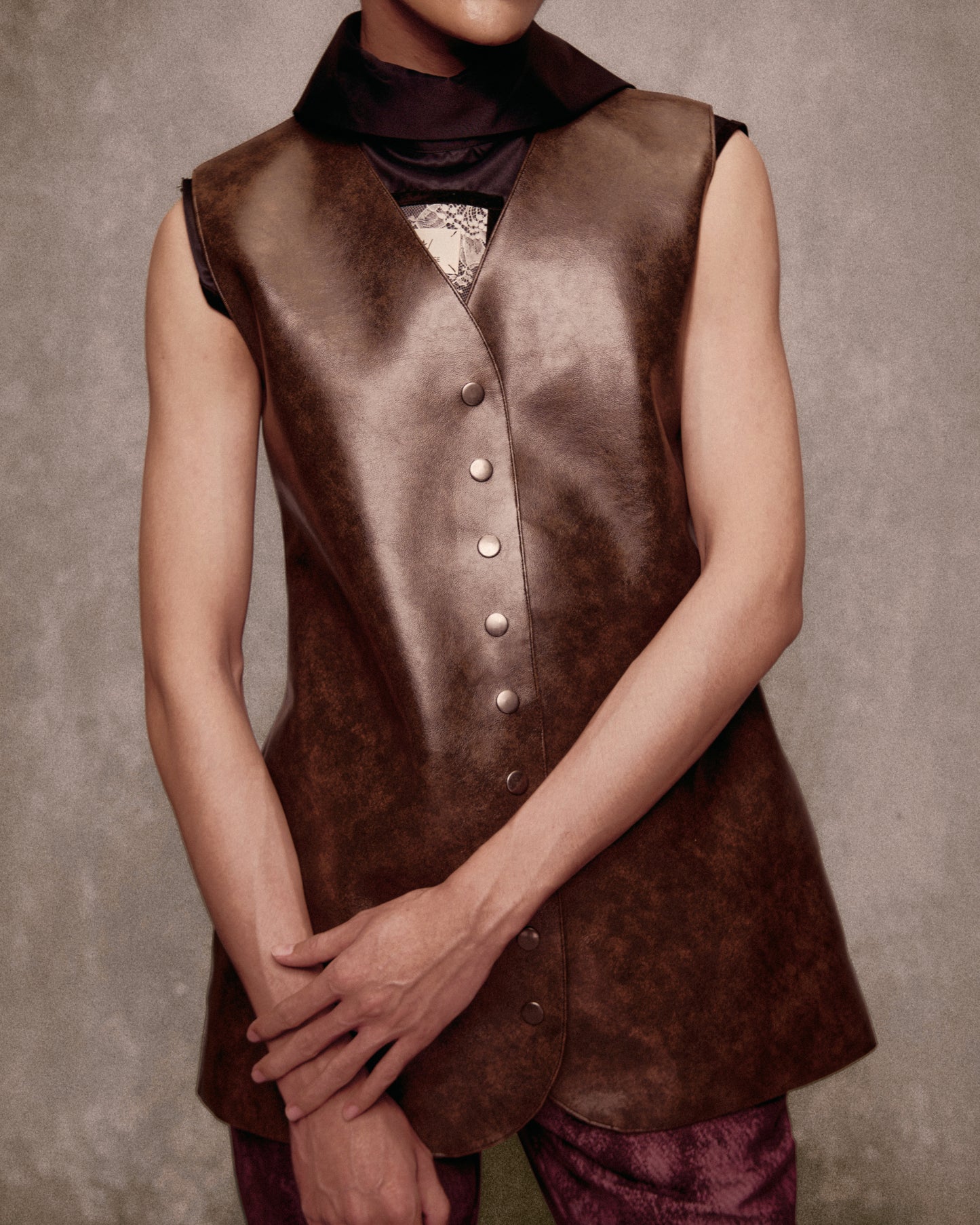 Brown Chương Dương Leather Gilet