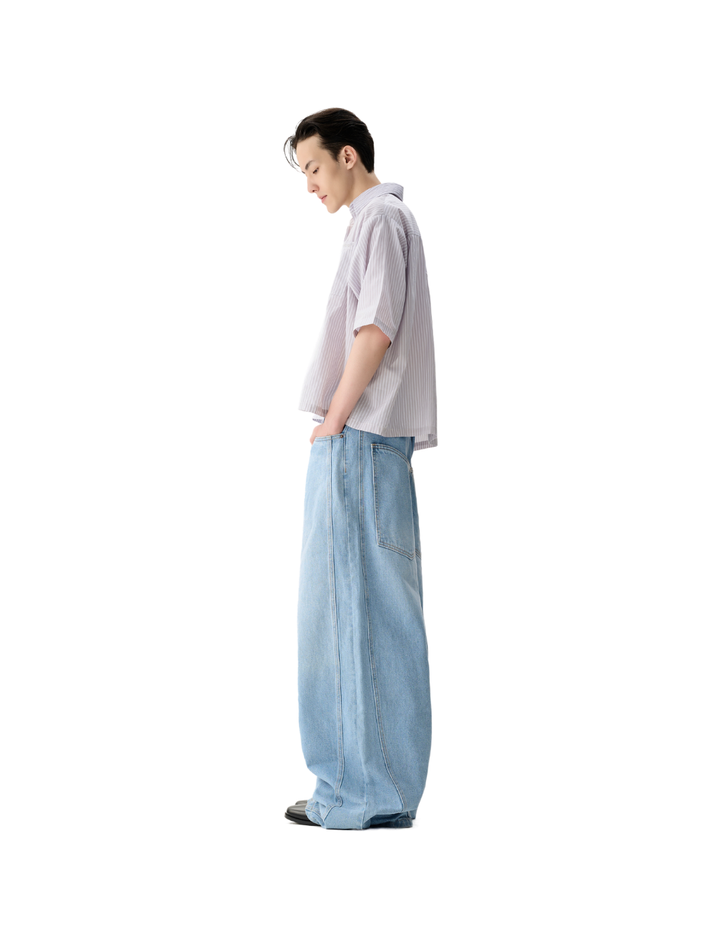 BUTTON BAGGY JEANS LAMINAPPAREL ASTOUD