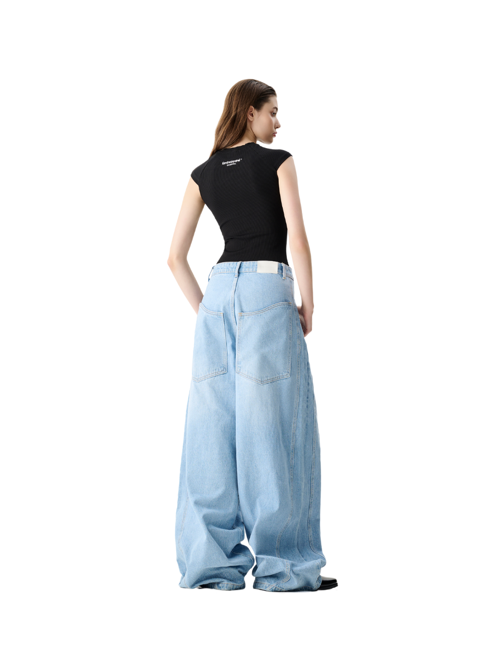 BUTTON BAGGY JEANS LAMINAPPAREL ASTOUD