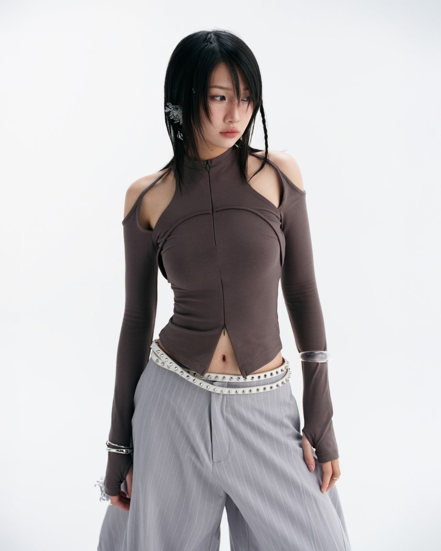 Gray Caspian Long Sleeve Top