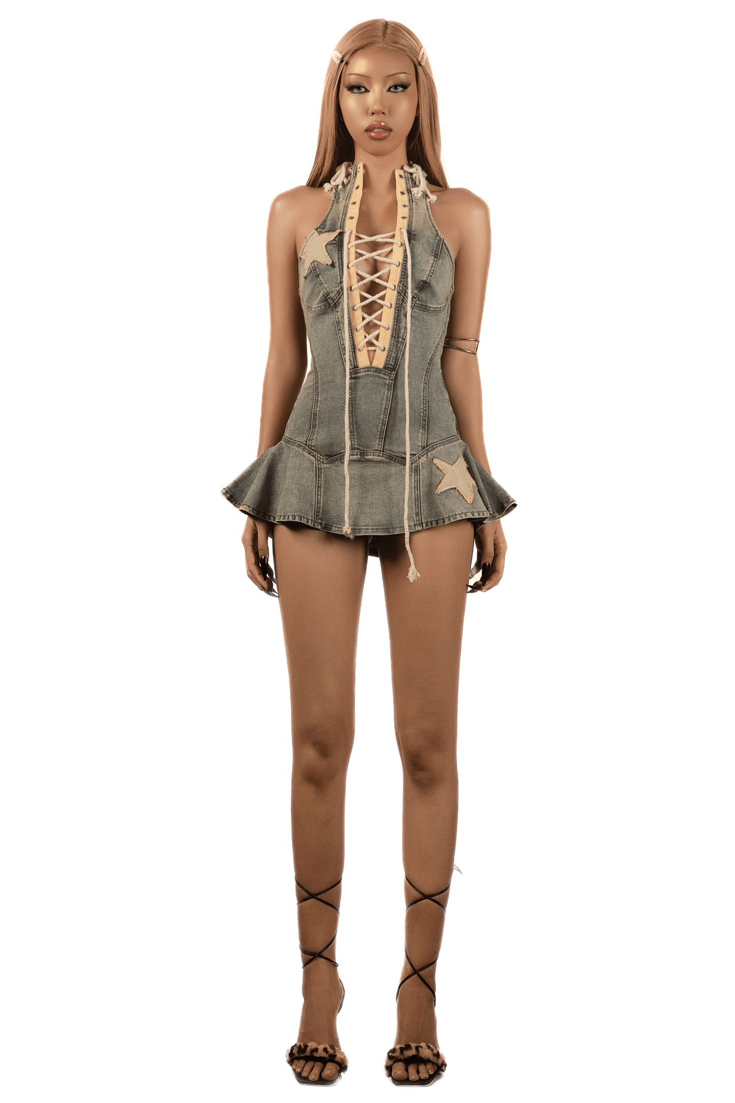 pop-stars-high-neck-washed-denim-mini-dress tatichu astoud
