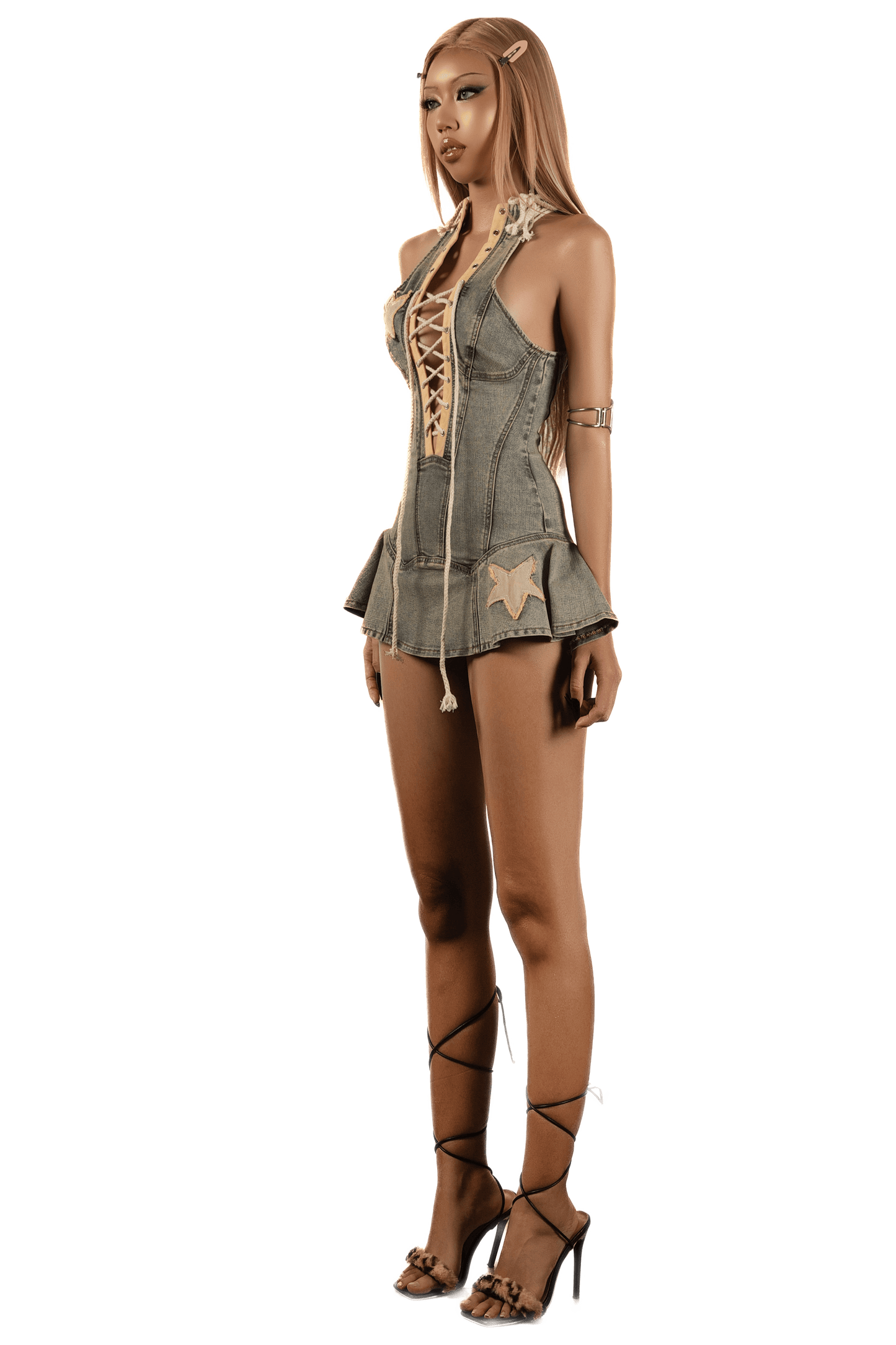 pop-stars-high-neck-washed-denim-mini-dress tatichu astoud