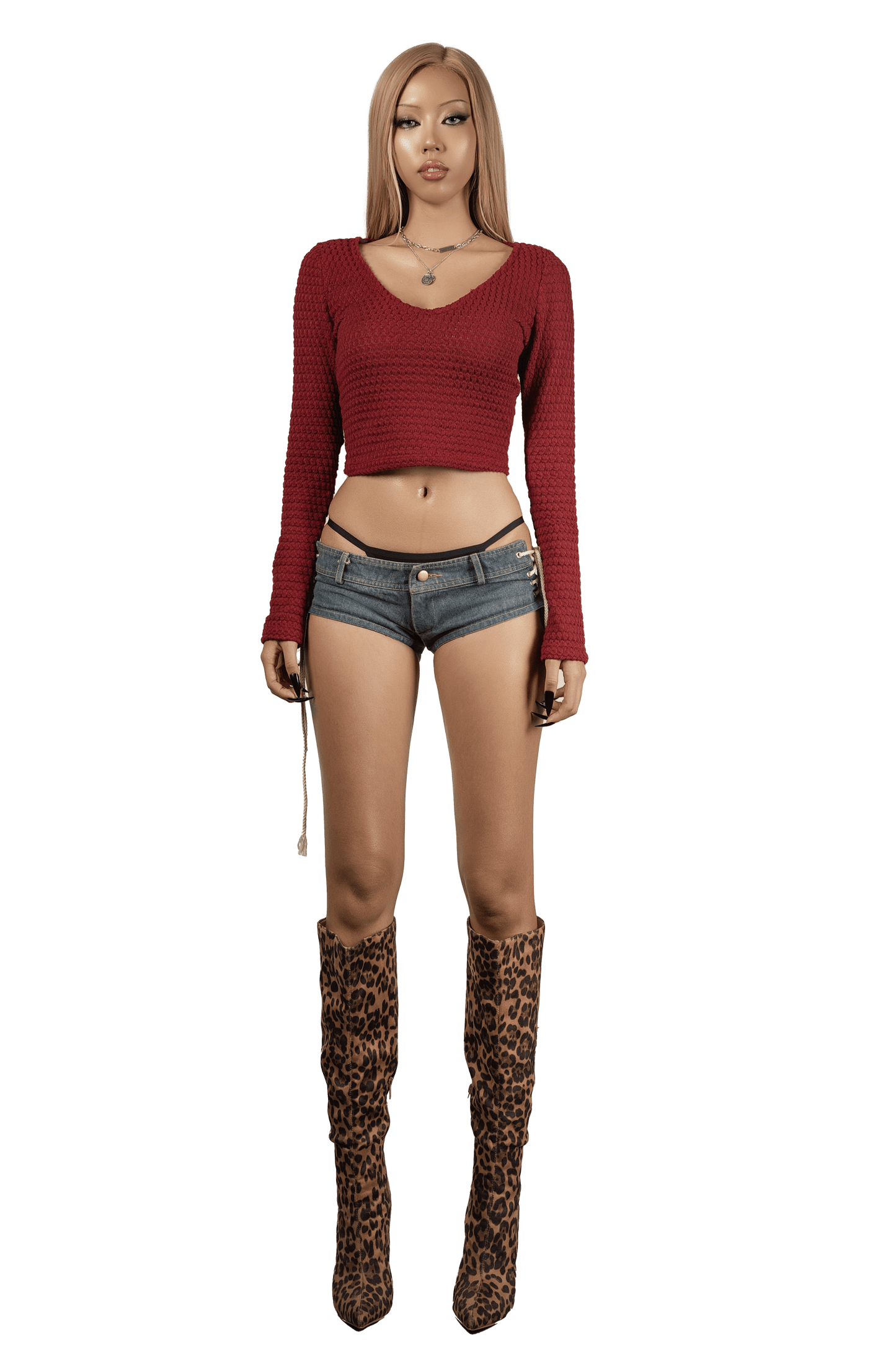 pop-long-sleeve-vneck-cropped-top tatichu astoud