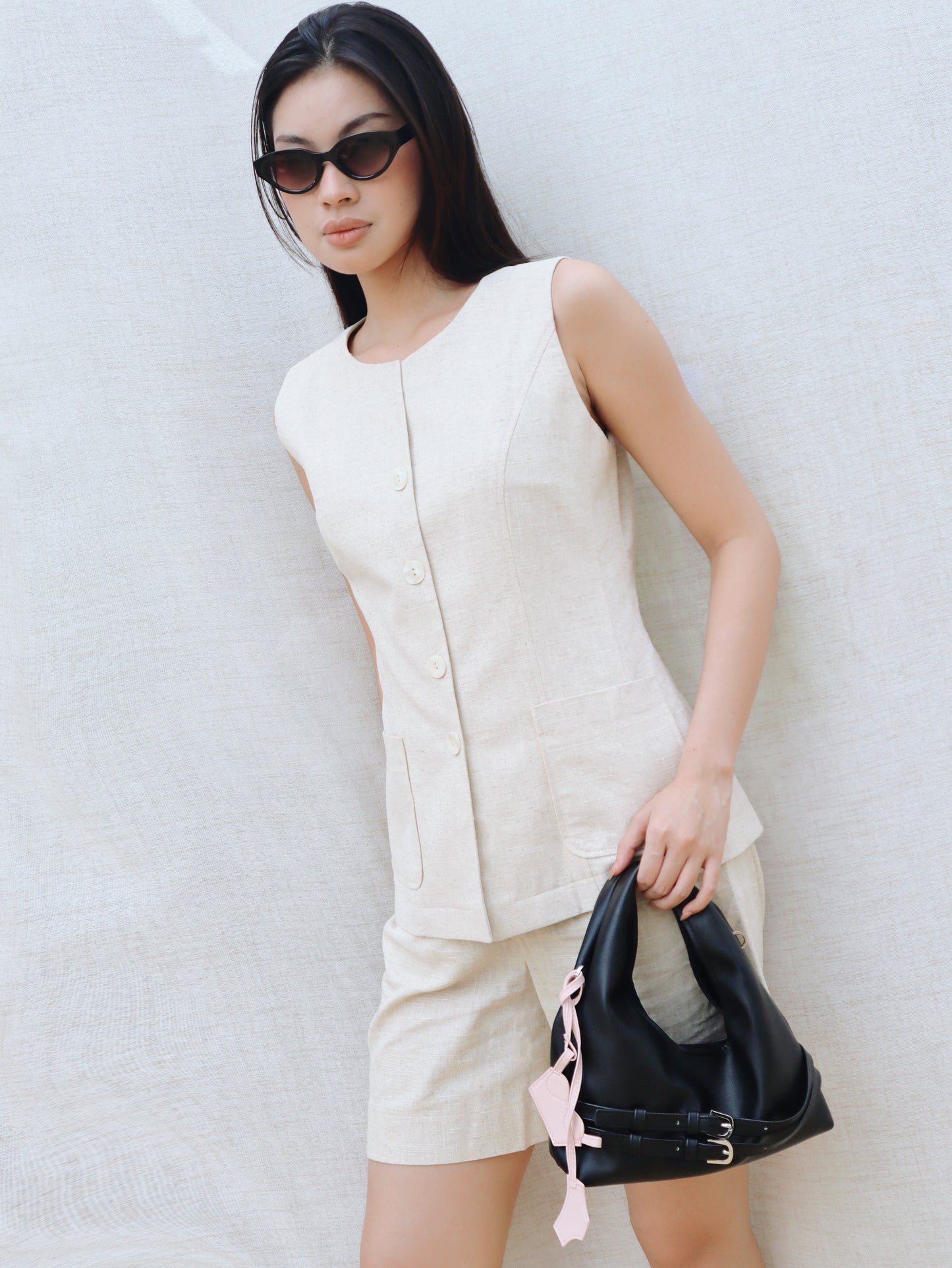 Black Double Belt Bag Arya Astoud