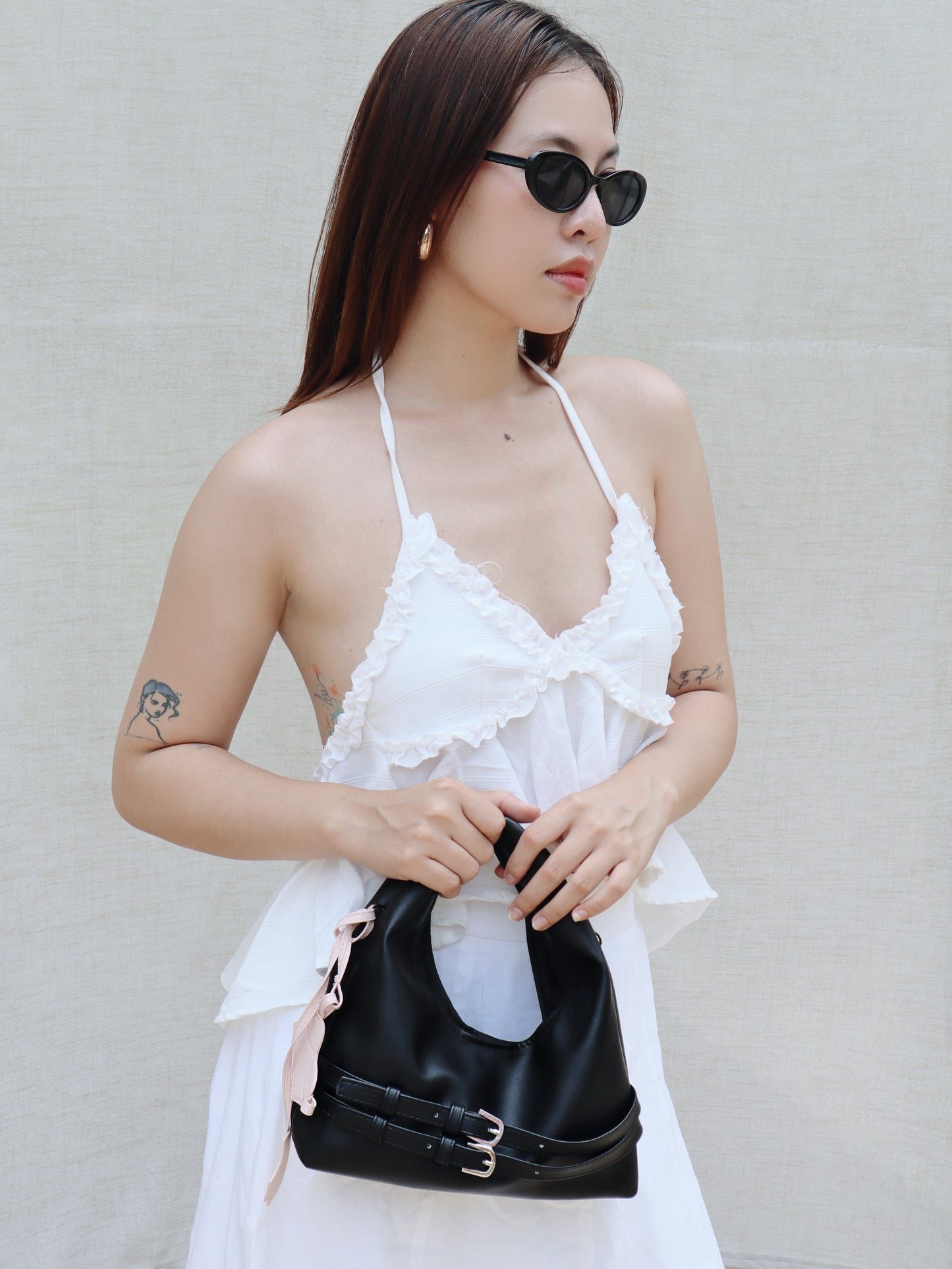 Black Double Belt Bag Arya Astoud