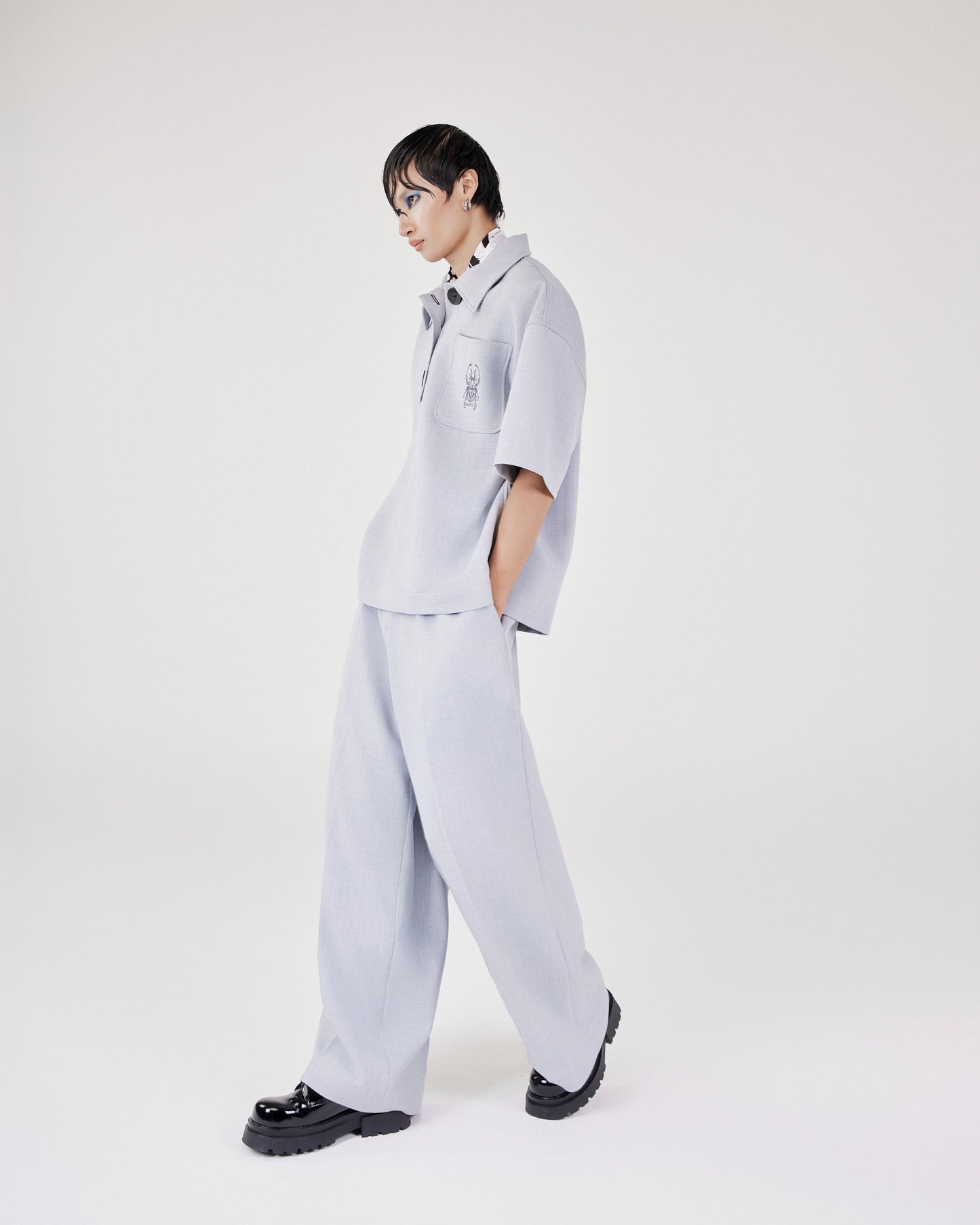 Grey Wide Tube Pants