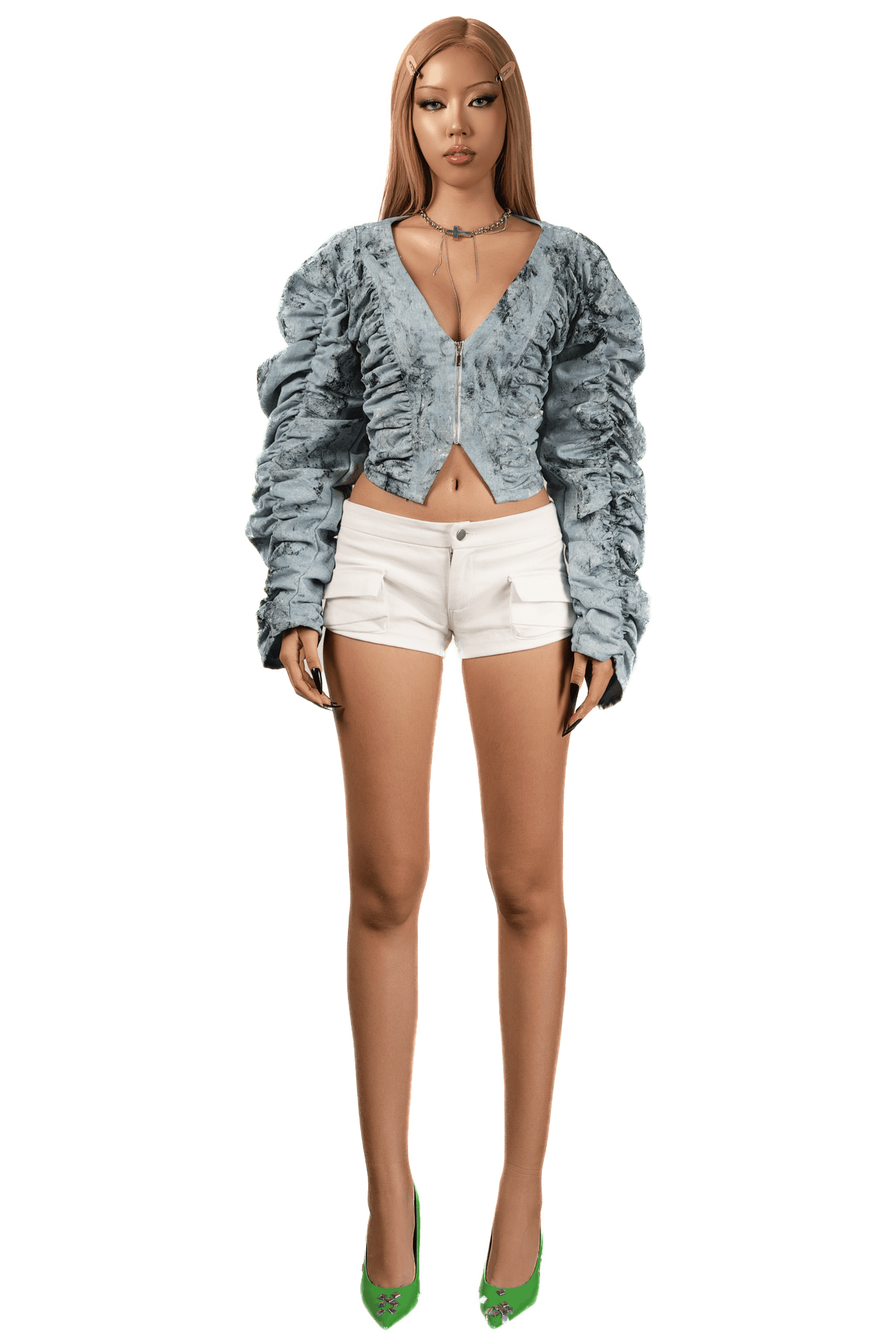 pop-big-sleeve-ruched-denim-shirt tatichu astoud