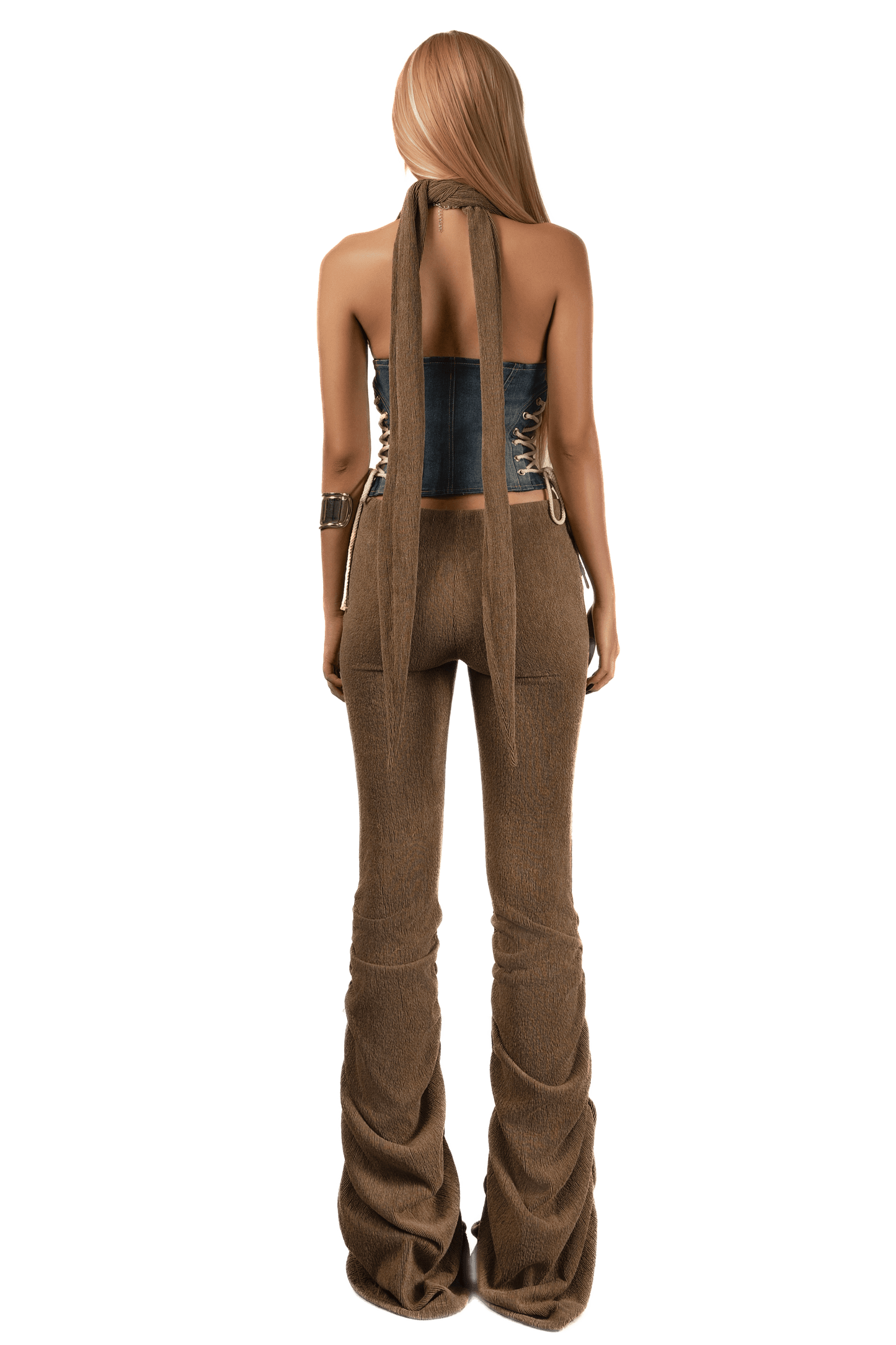pop-ruched-flared-knitted-long-pants tatichu astoud