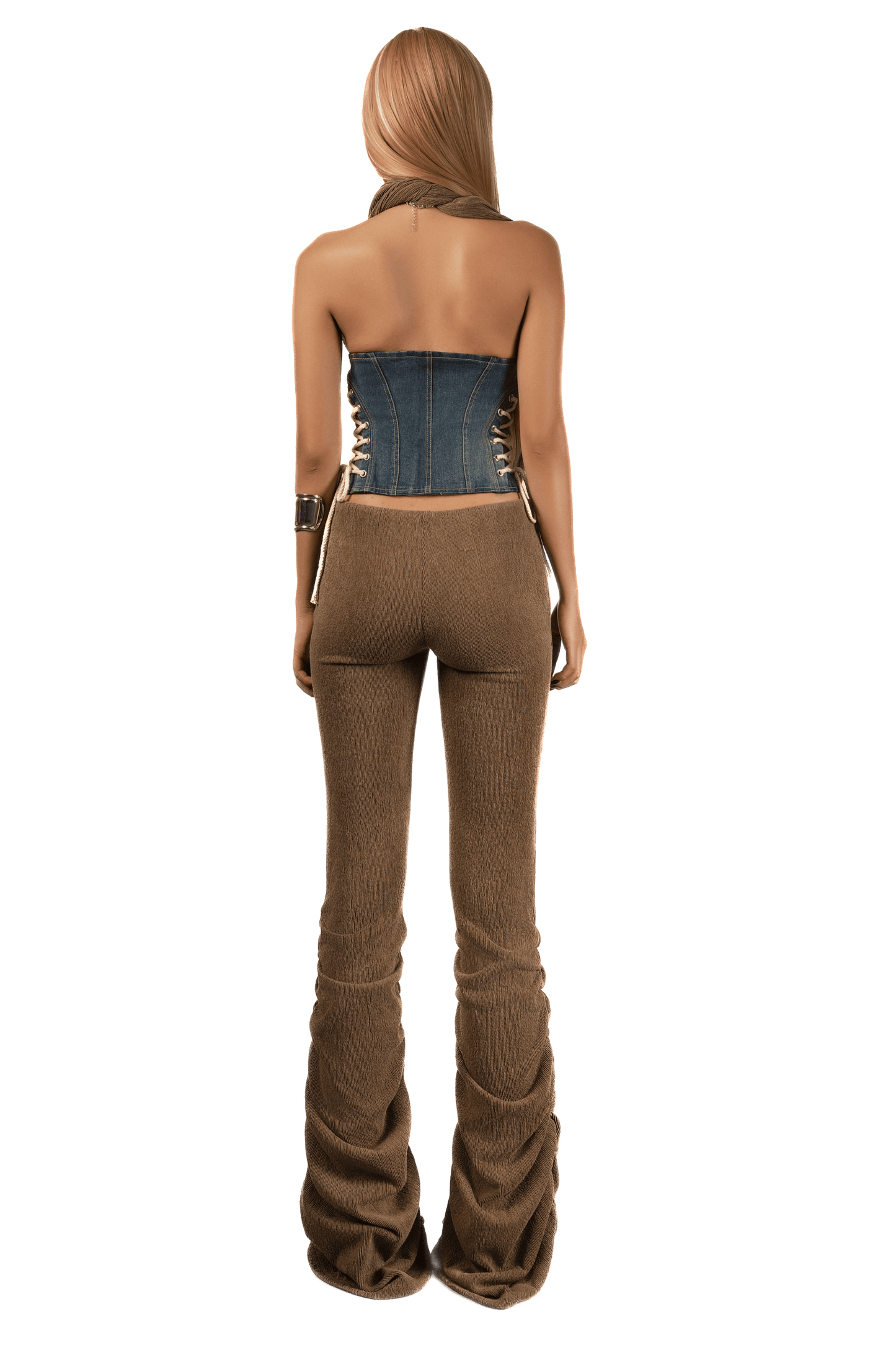 pop-ruched-flared-knitted-long-pants tatichu astoud