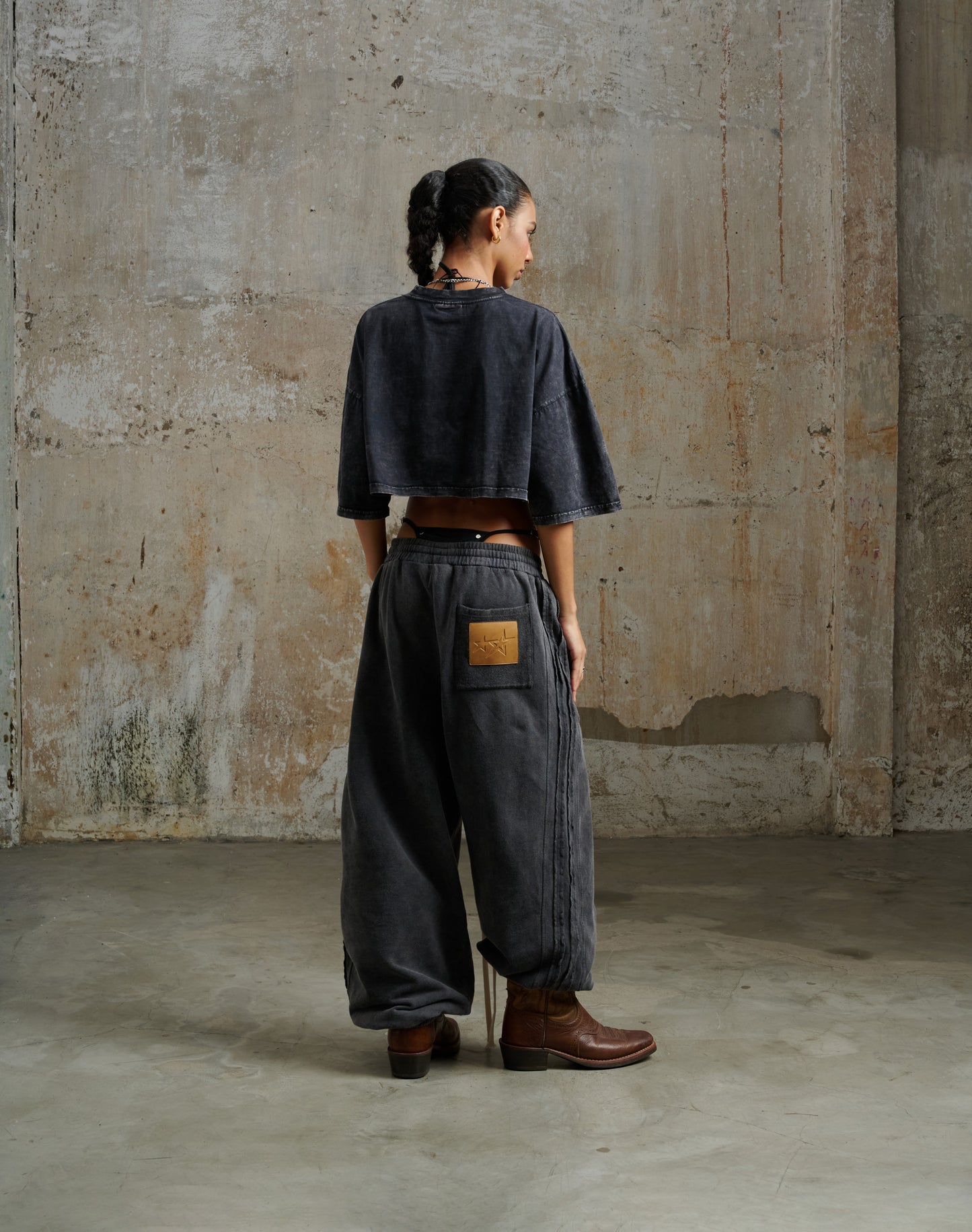 Jgw5 - "Fnos" Washed Pants - Black