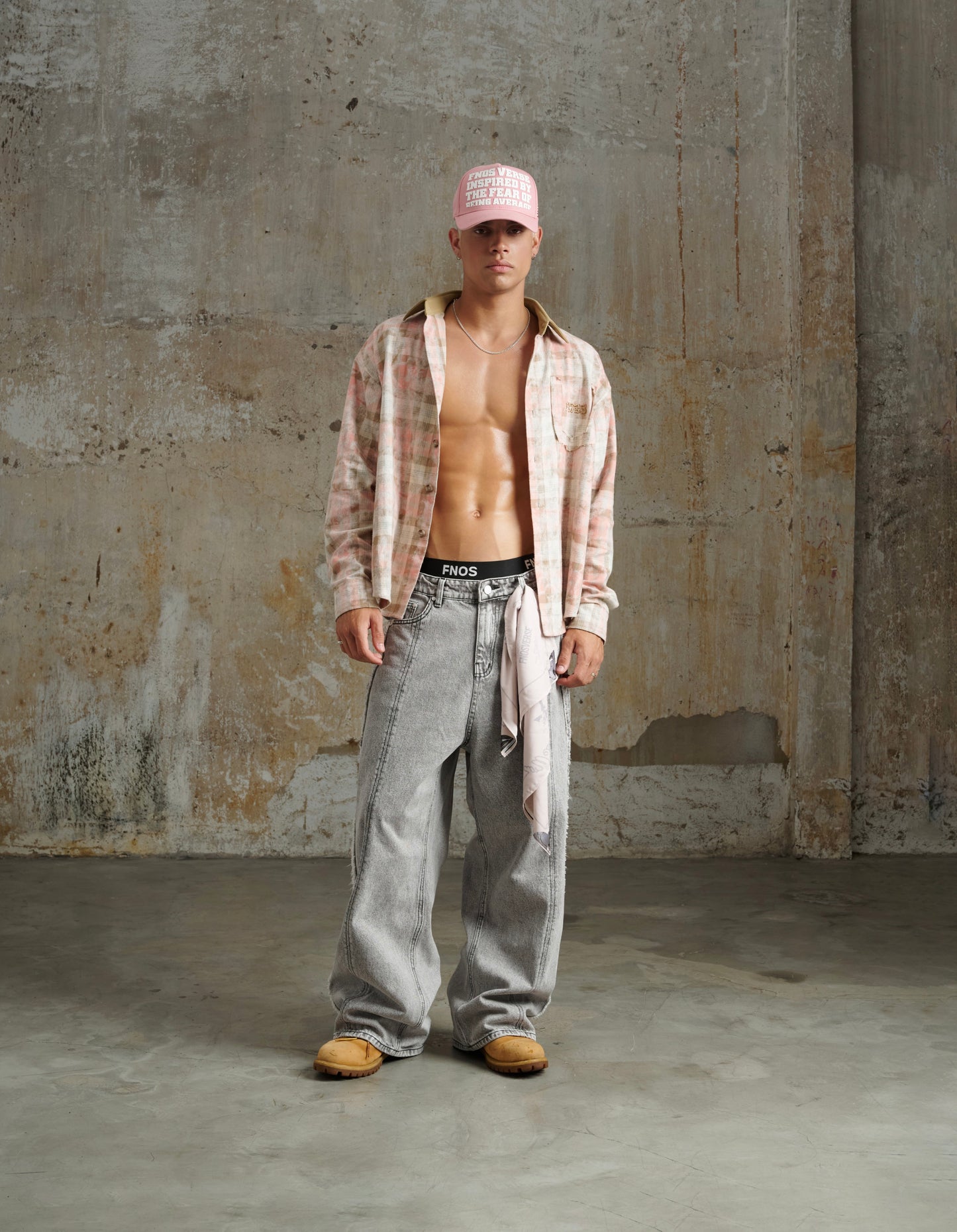 Sh7 - "Fnos" Flannel Checked Shirt - Pink