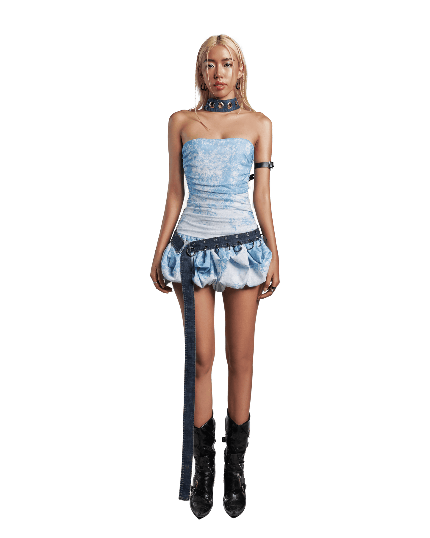 iunu-strapless-bubble-hem-mini-dress tatichu astoud