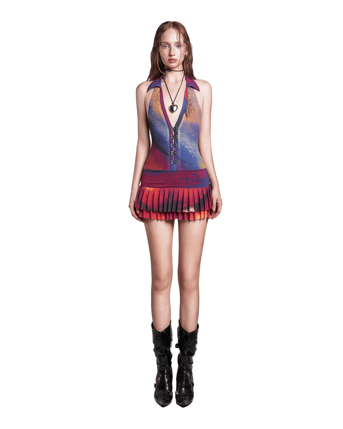 iunu-halter-v-neck-mesh-dress tatichu astoud