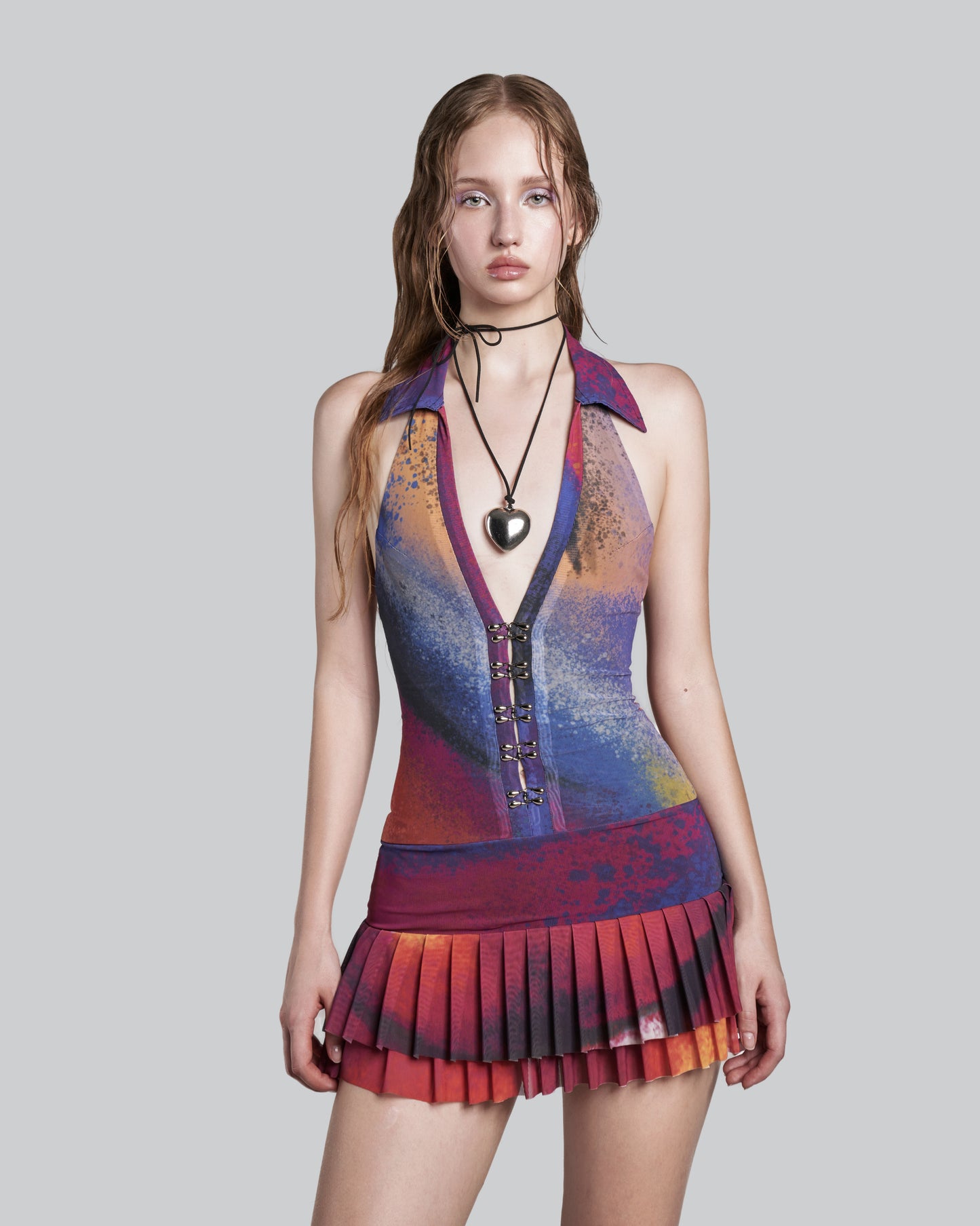 iunu-halter-v-neck-mesh-dress tatichu astoud