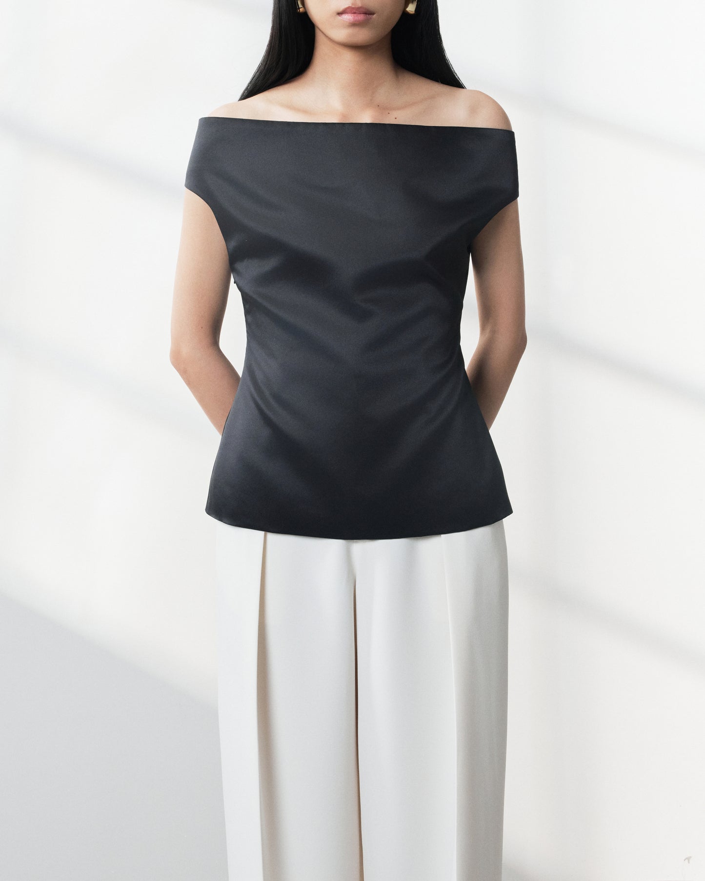 s25-womens-black-taffeta-top fortythree astoud