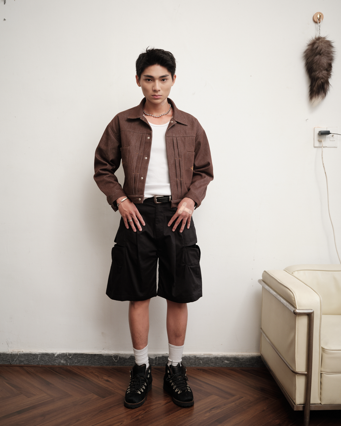 black-3d-cement-tiles-cargo-short saomai homme astoud