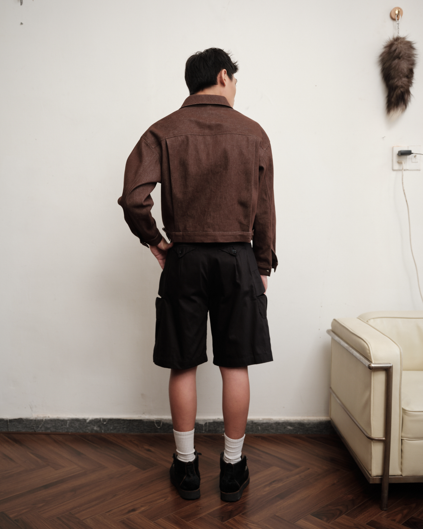 black-3d-cement-tiles-cargo-short saomai homme astoud