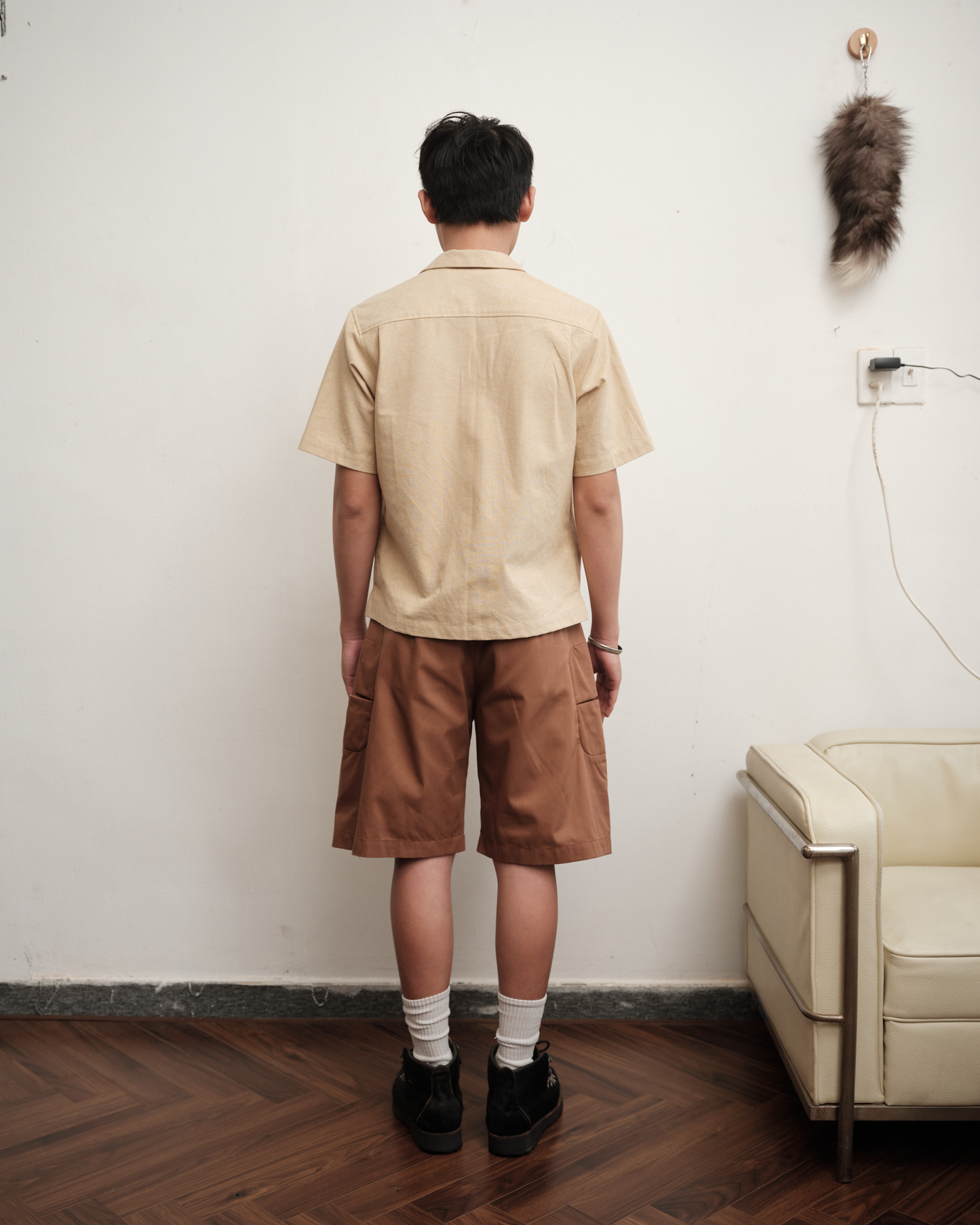 brown-3d-cement-tiles-cargo-short saomai homme astoud
