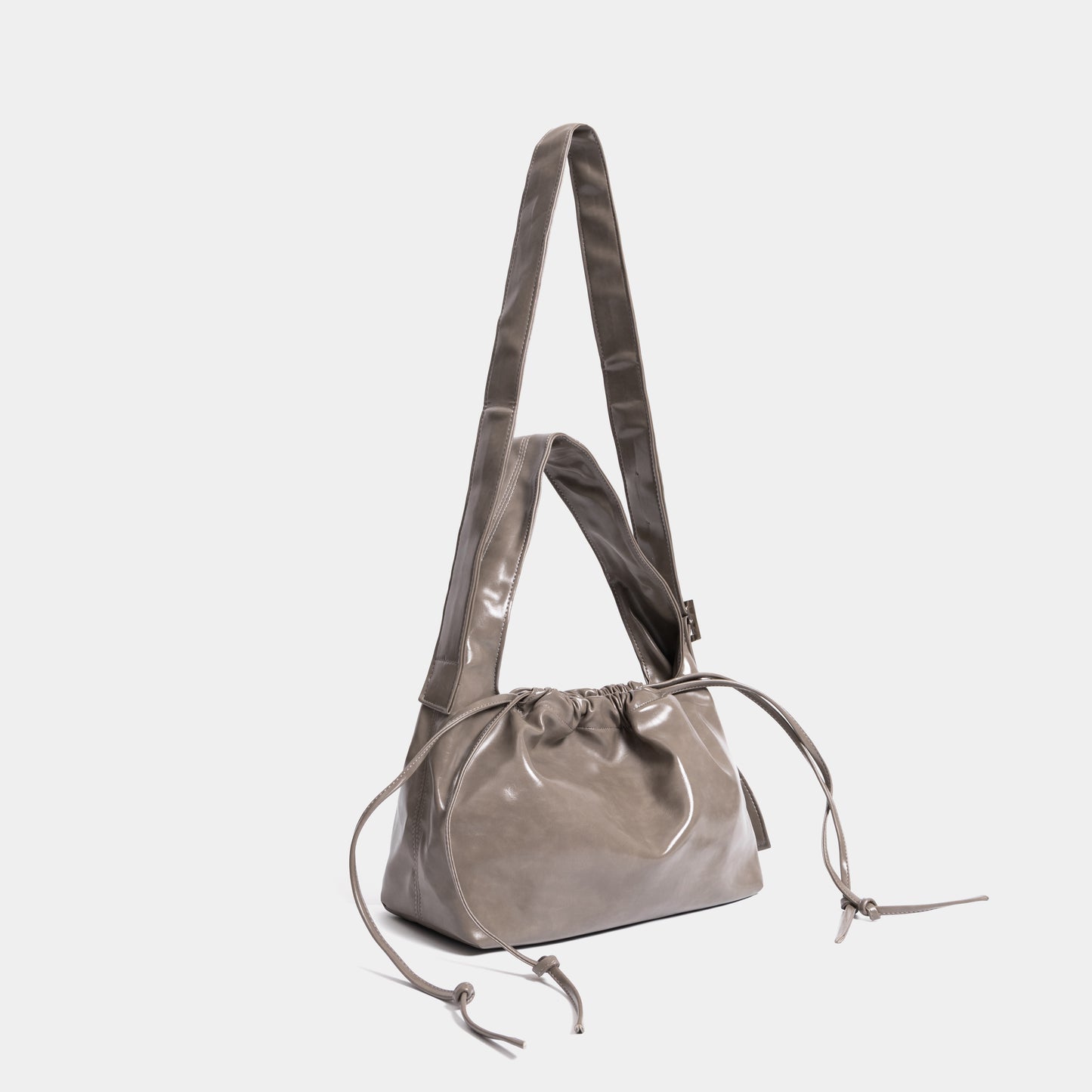 Gray Drawstring Crossbody
