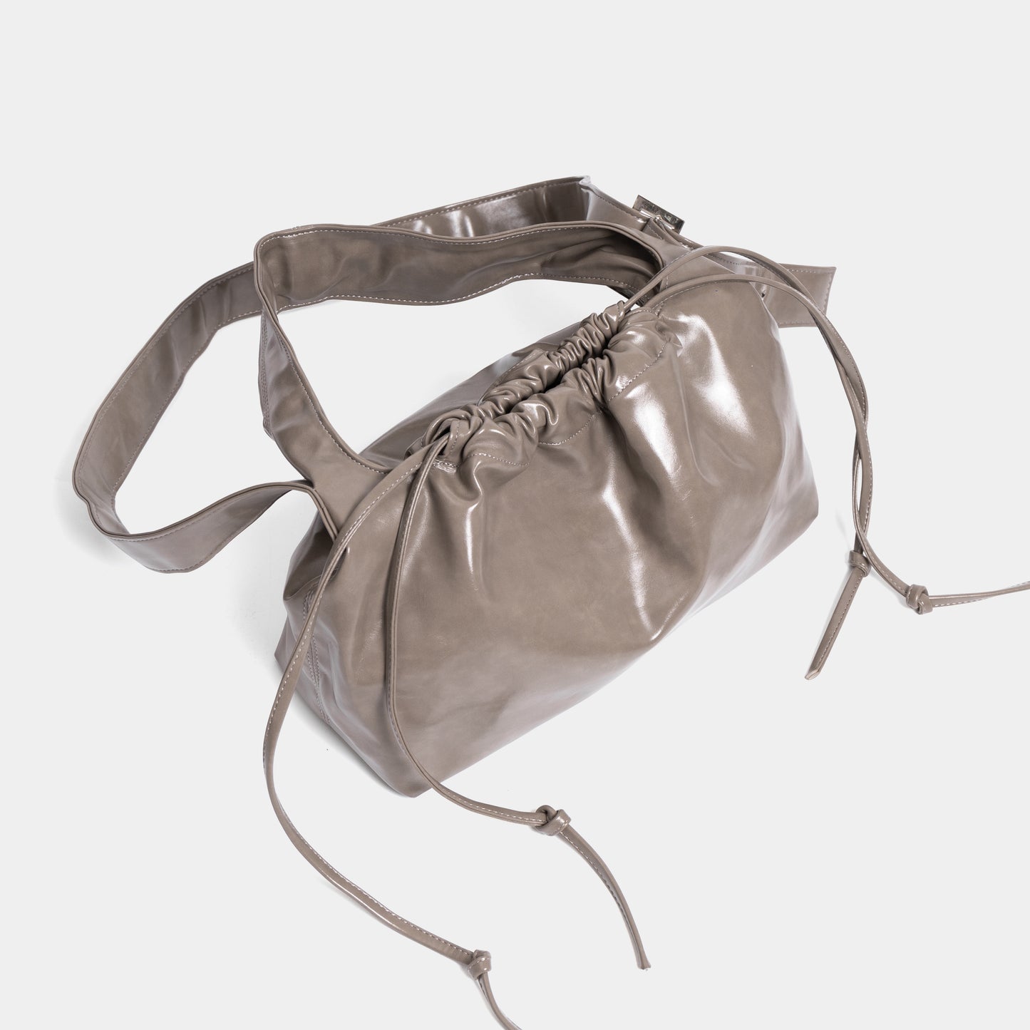 Gray Drawstring Crossbody