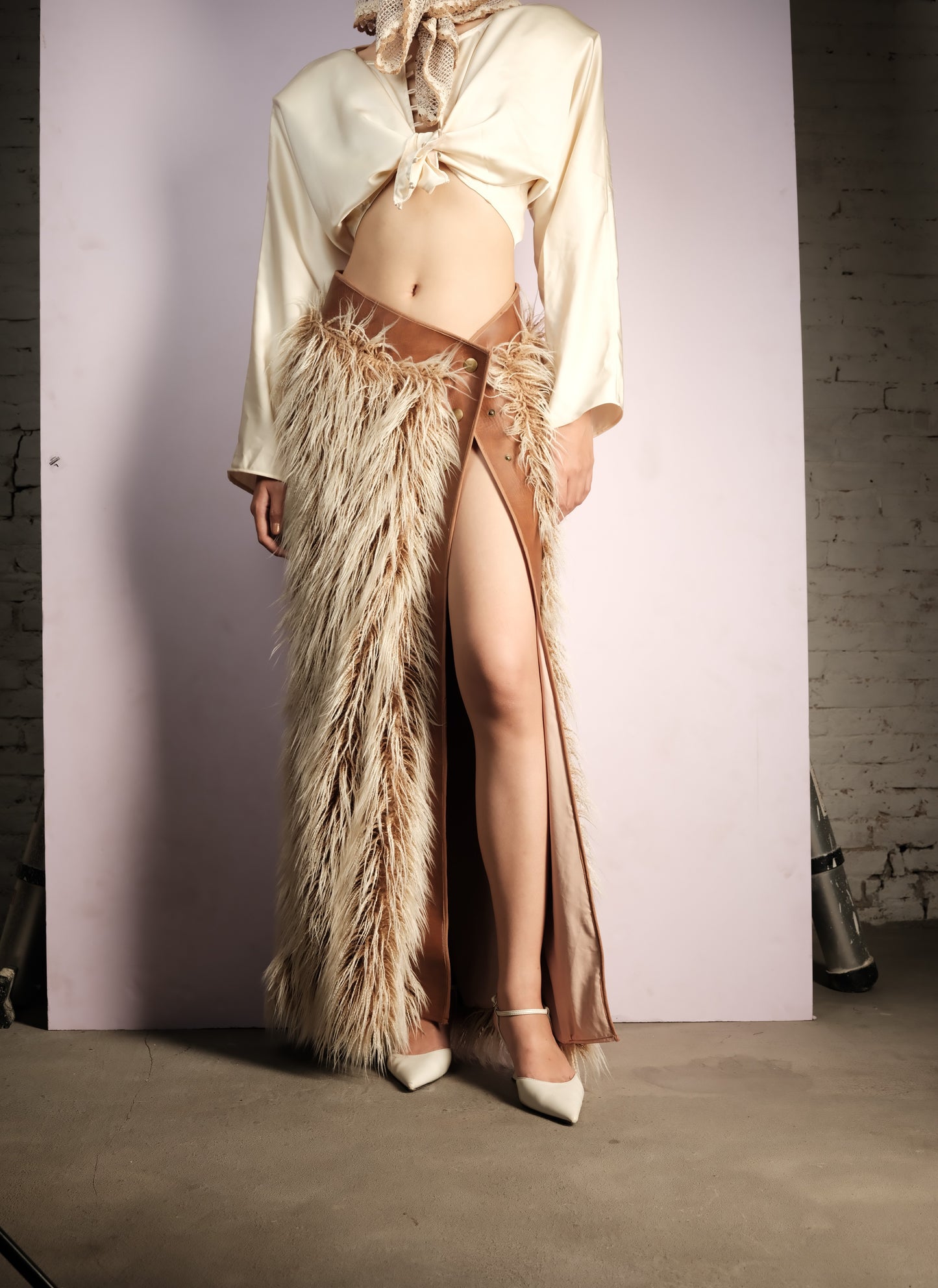 mưa-tơi-feathered-wrap-skirt an heritage astoud