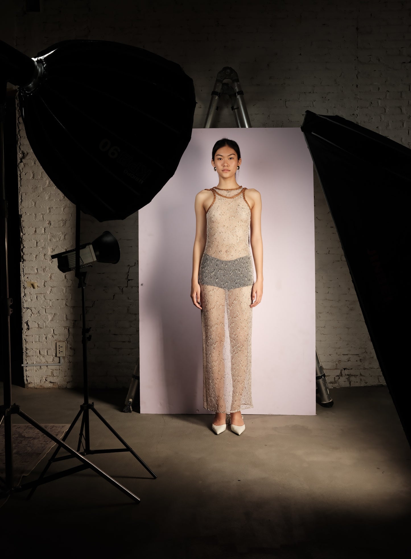 ngan-nga-mesh-halter-neck-midi-dress an heritage astoud