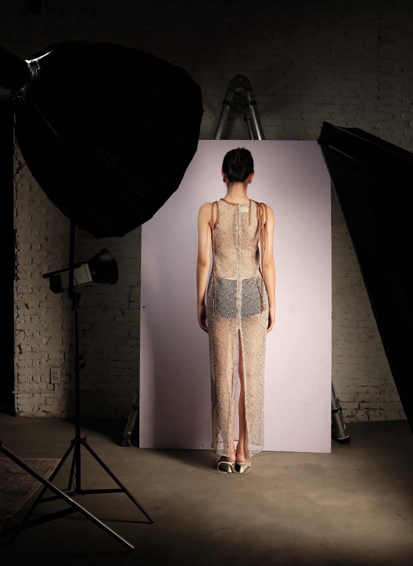 ngan-nga-mesh-halter-neck-midi-dress an heritage astoud
