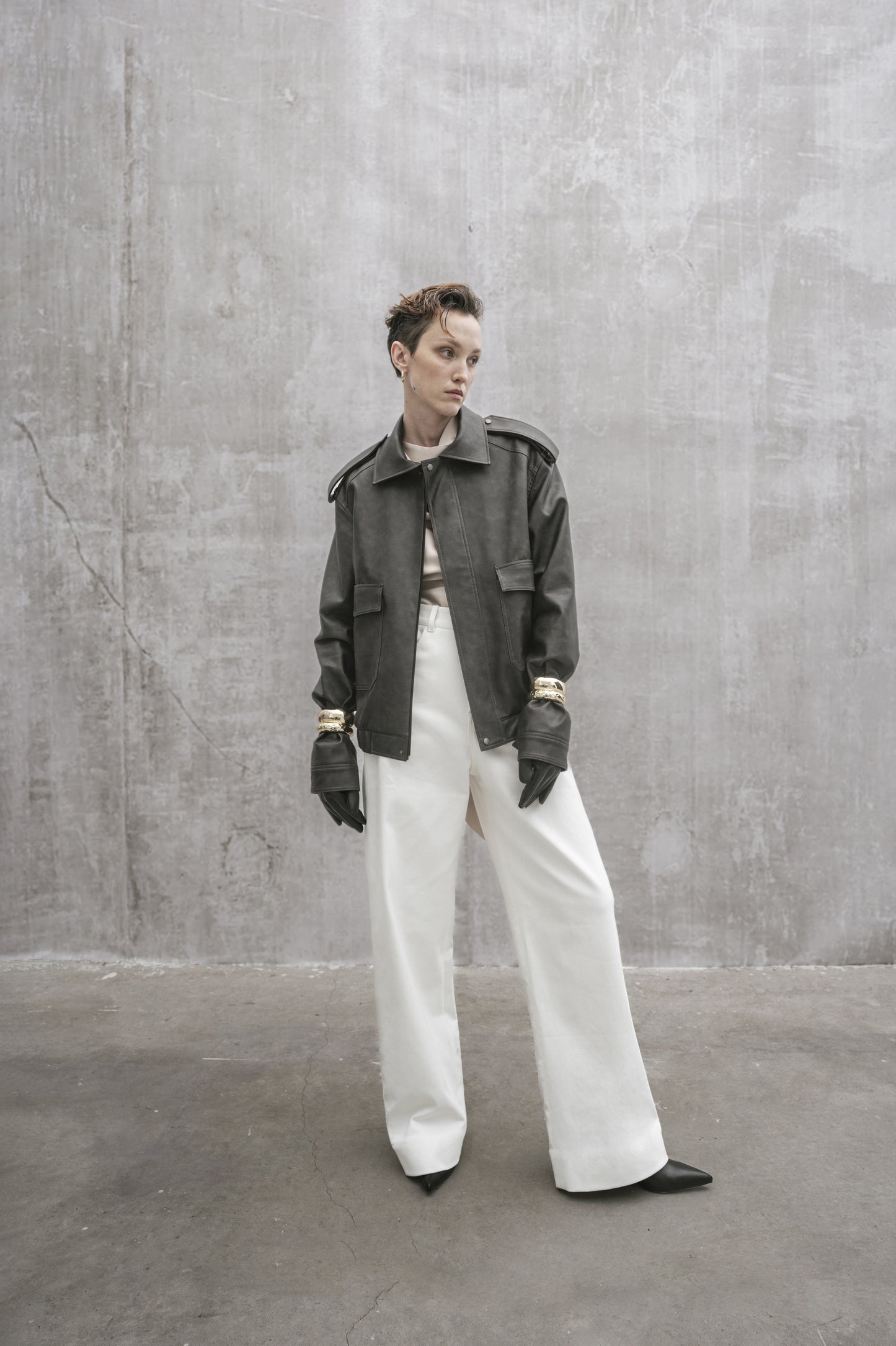 s25-unisex-stone-gray-vegan-leather-jacket fortythree astoud