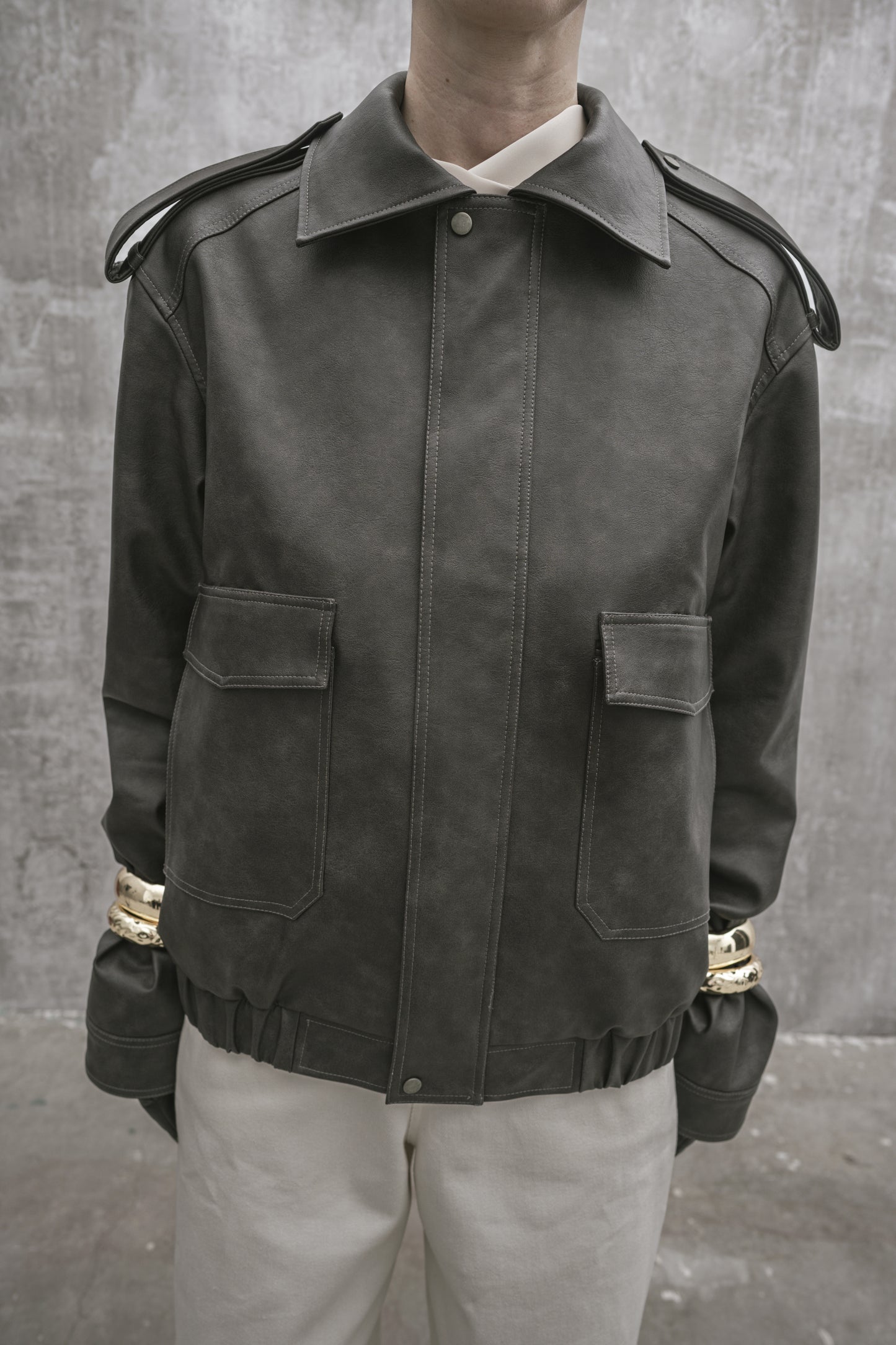 s25-unisex-stone-gray-vegan-leather-jacket fortythree astoud