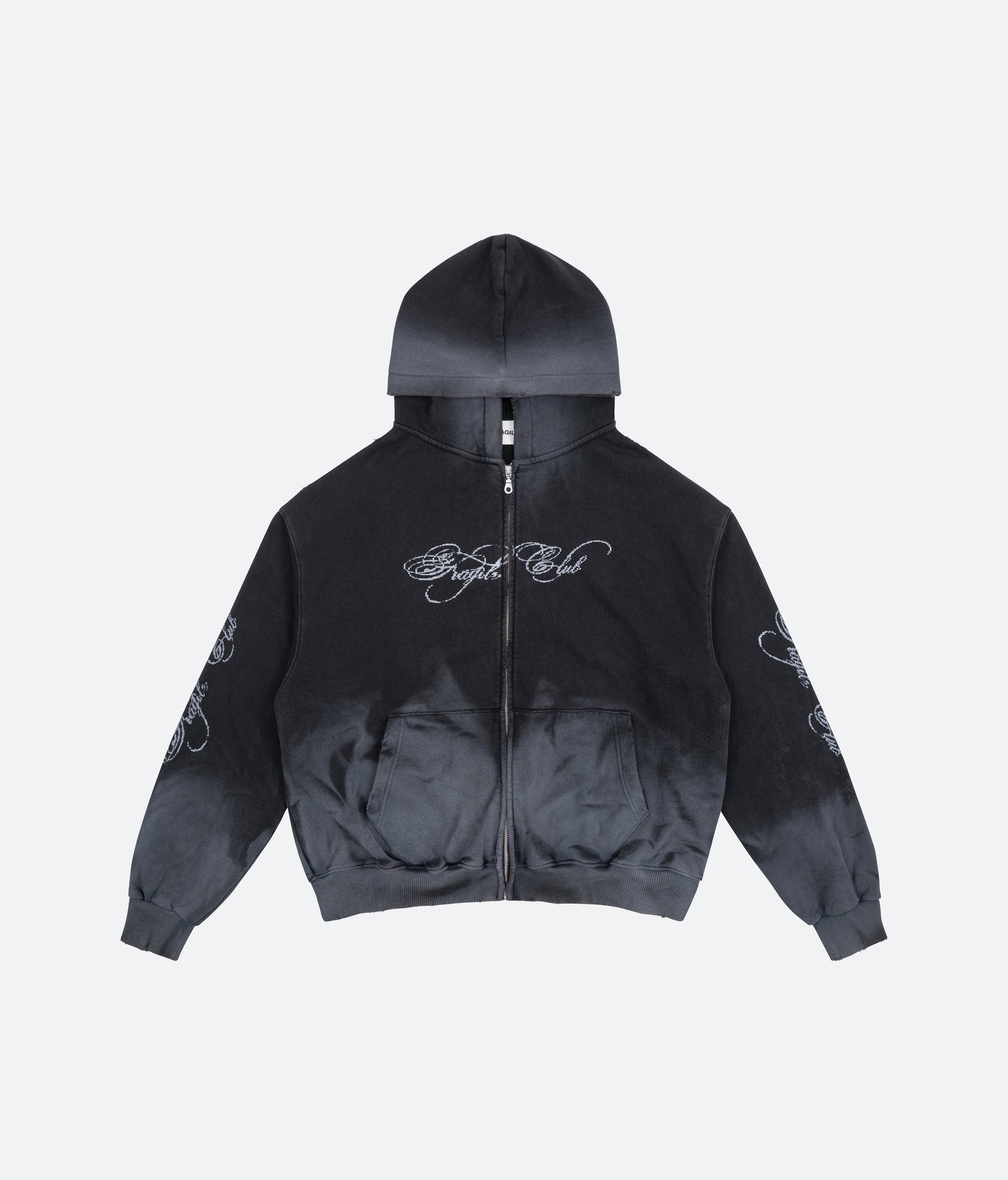 FRAGILE® Script Logo Washed Zip-up fragile club astoud