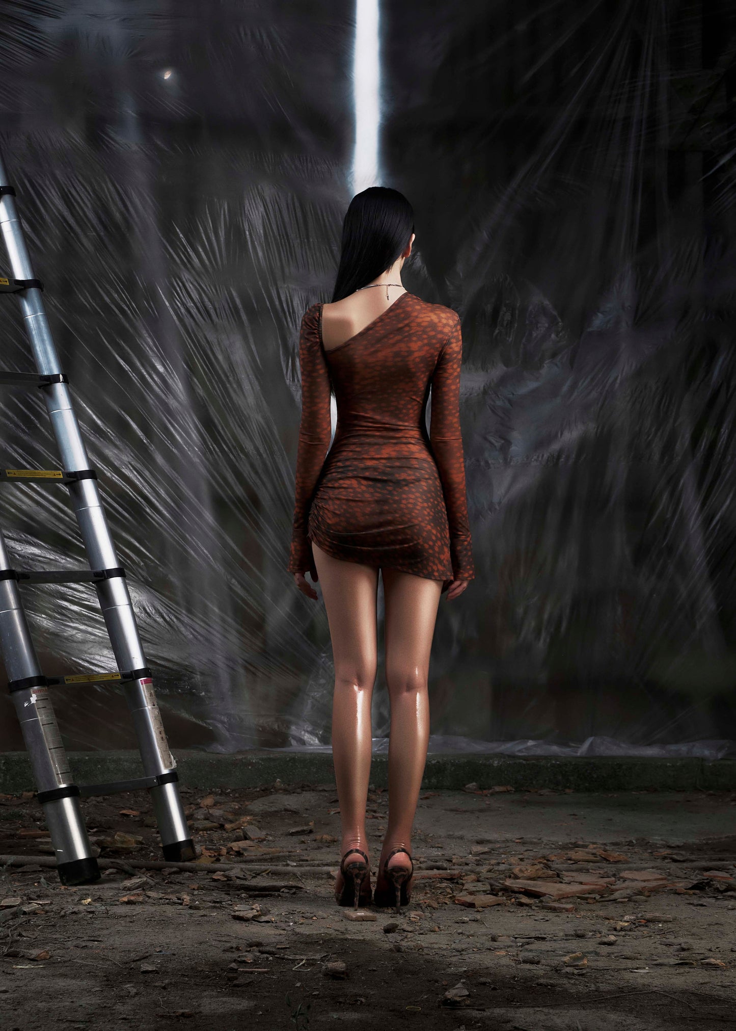 None Asymmetric Split Thigh Mini Dress Tatichu Astoud