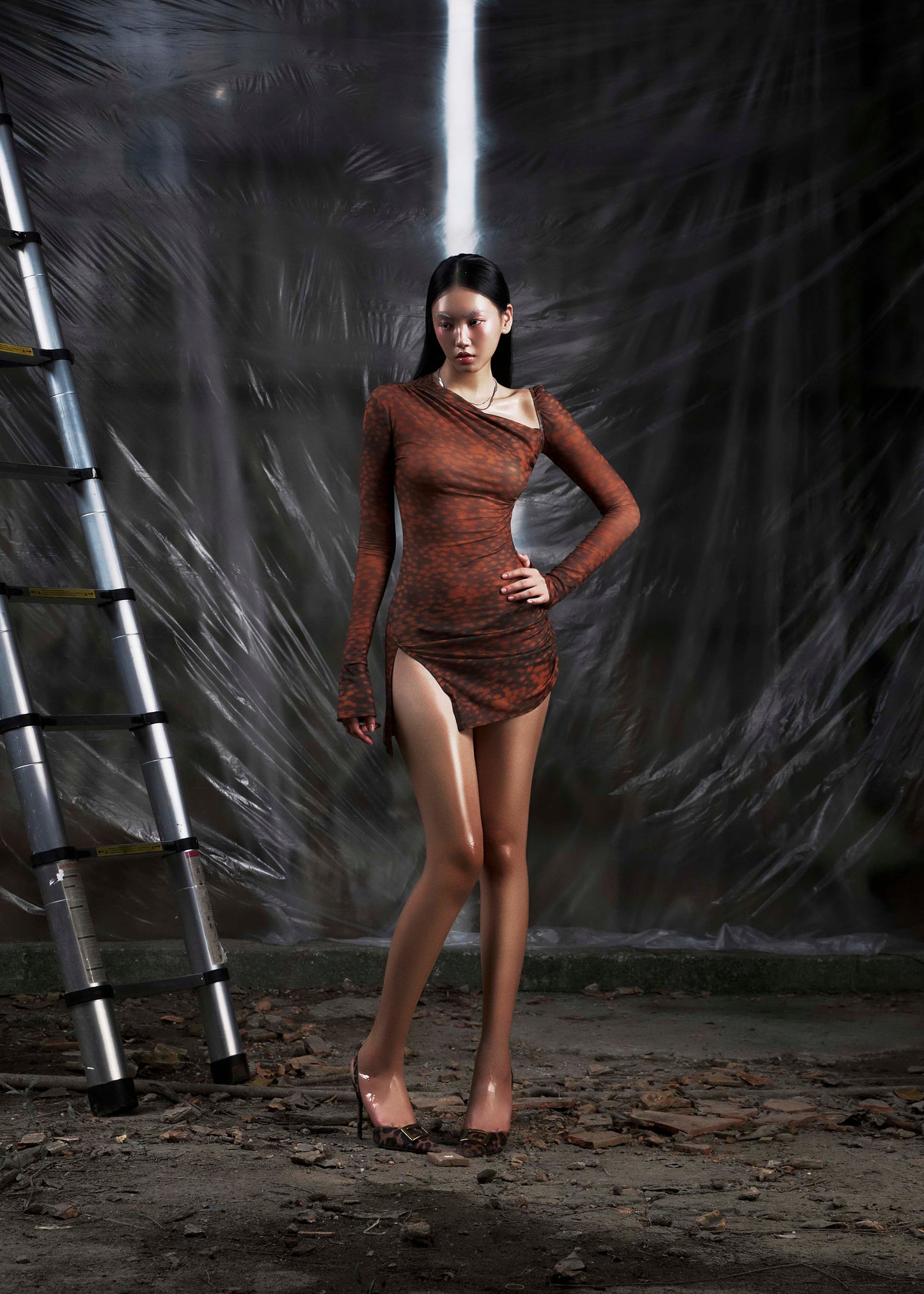 None Asymmetric Split Thigh Mini Dress Tatichu Astoud