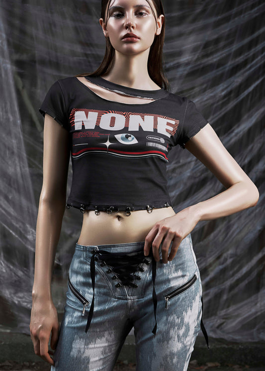 NONE Torned Neck Tshirt Tatichu Astoud
