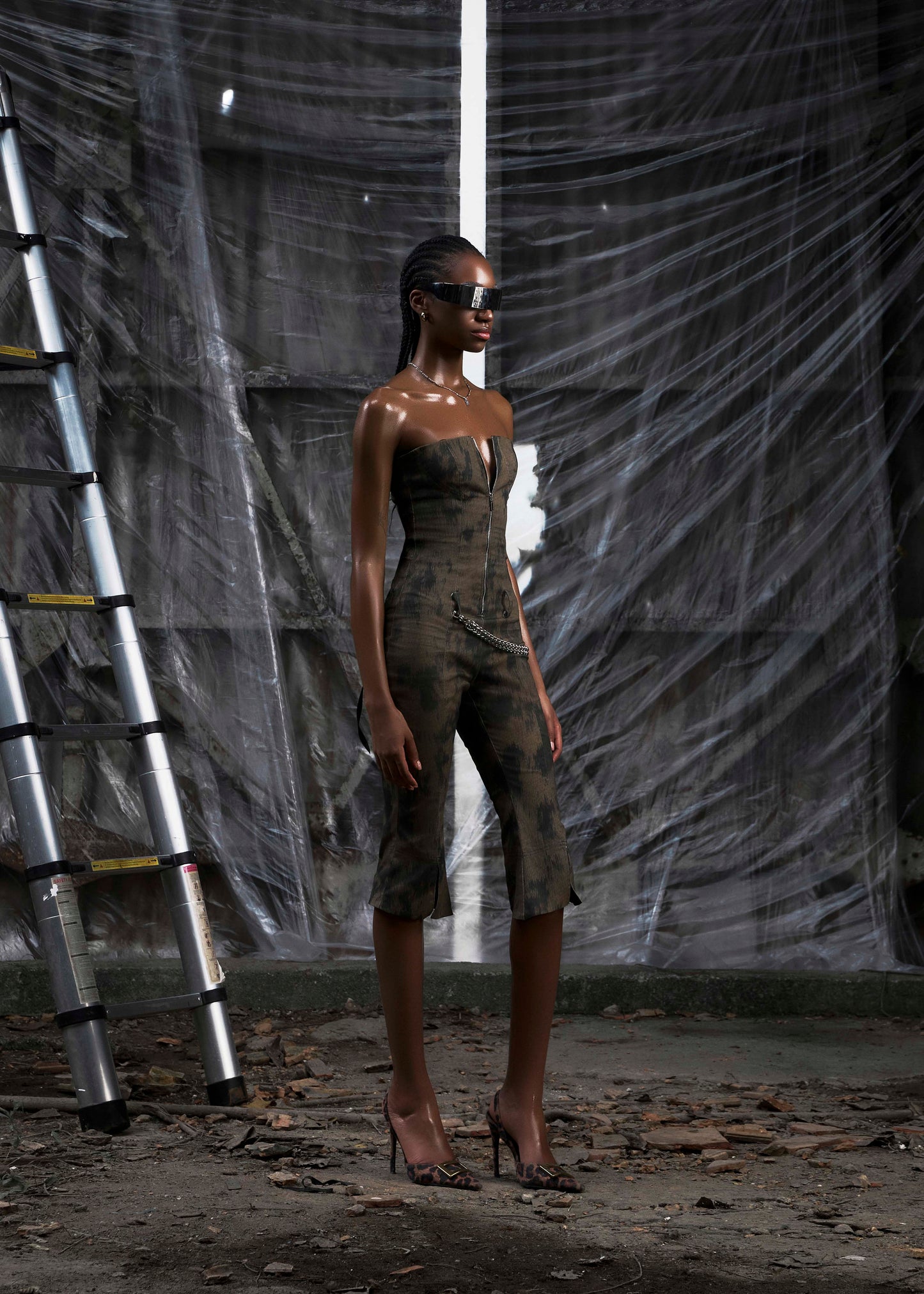 None Strapless Flared Jumpsuit Tatichu Astoud