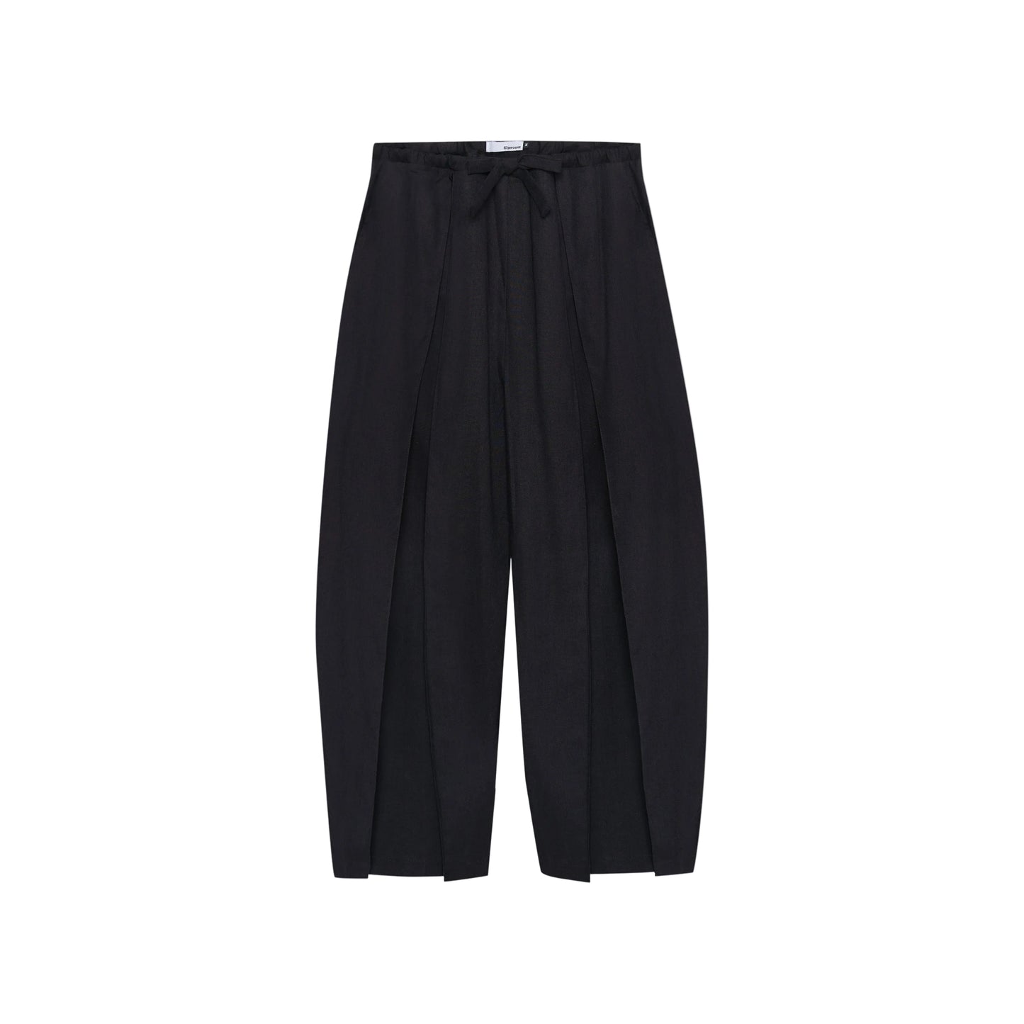 Black Linen Box Pleated Pants