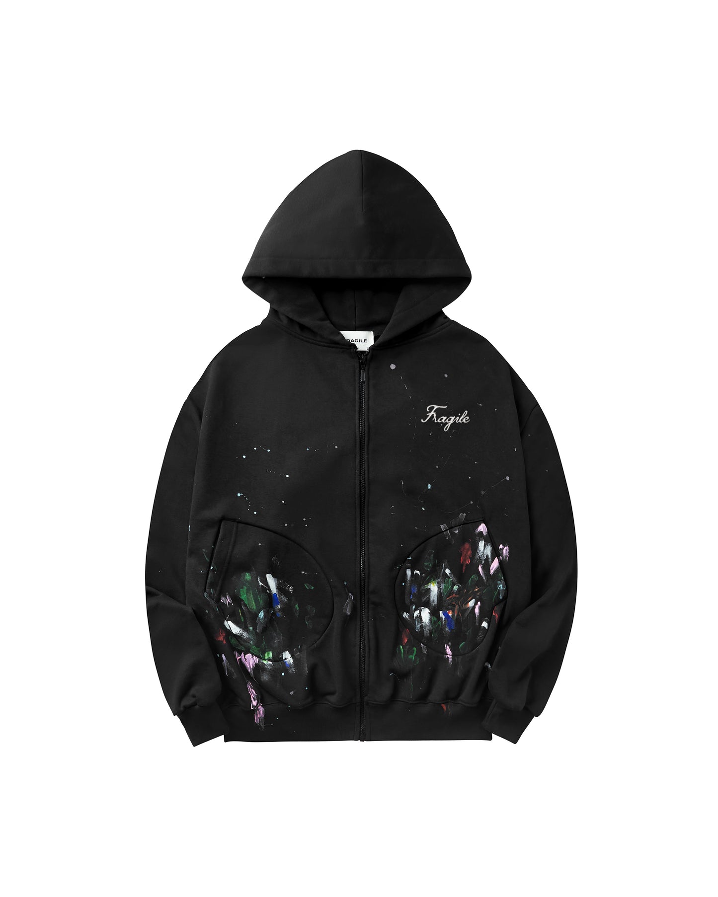 black-paint-splatter-zip-up-hoodie-FRAGILE-CLUB
