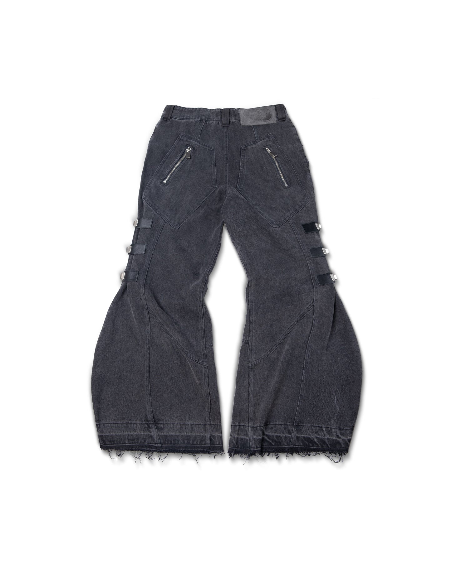 washed-gray-multi-buckle-denim-pants goldie astoud