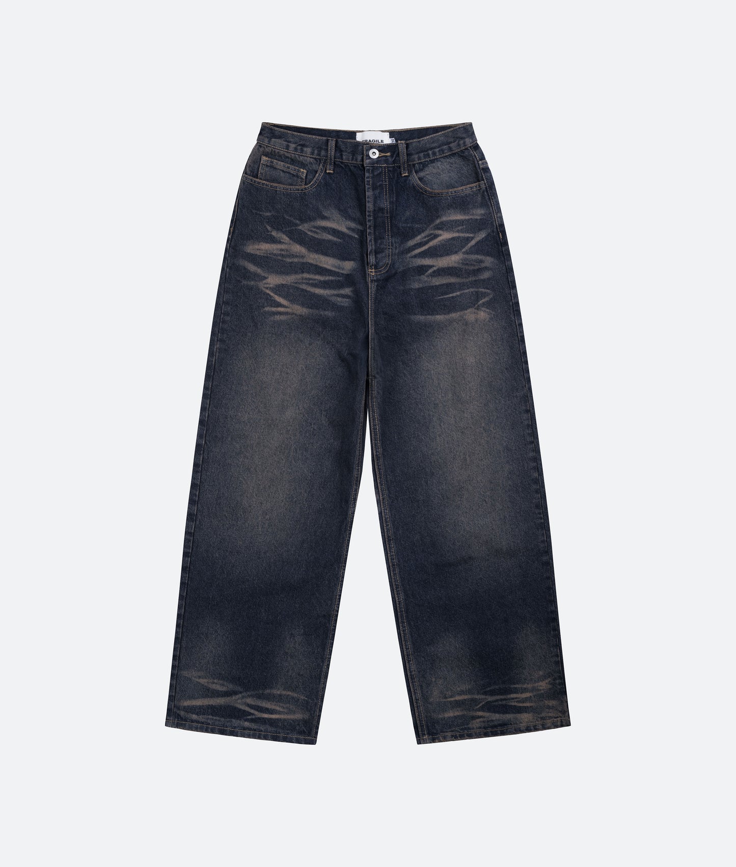 FRAGILE® Dark Blue Wash Baggy Denim fragile club astoud