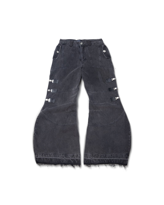 washed-gray-multi-buckle-denim-pants goldie astoud