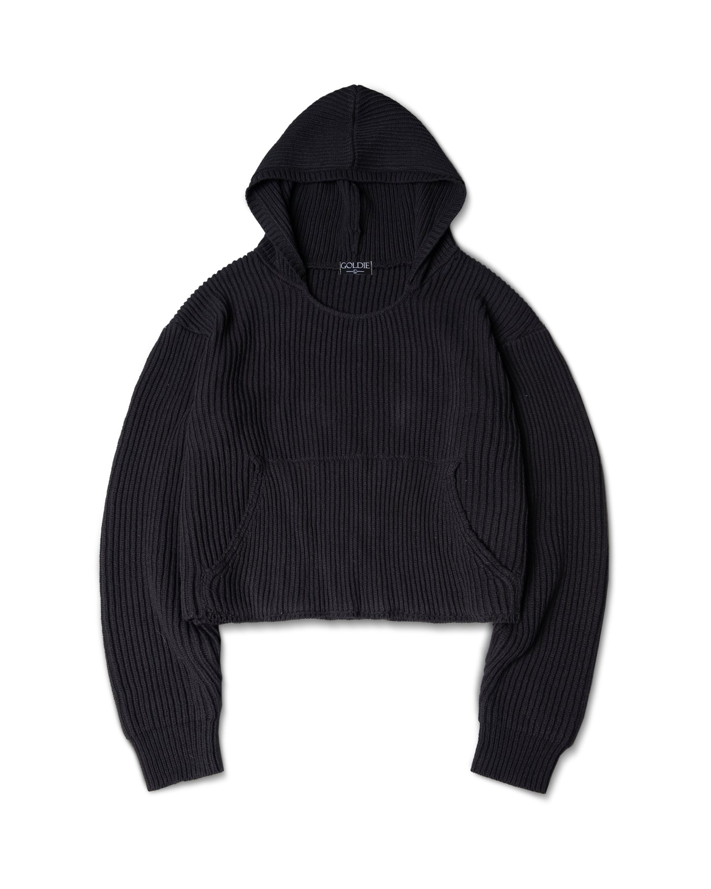 cropped-black-knit-hoodie goldie astoud